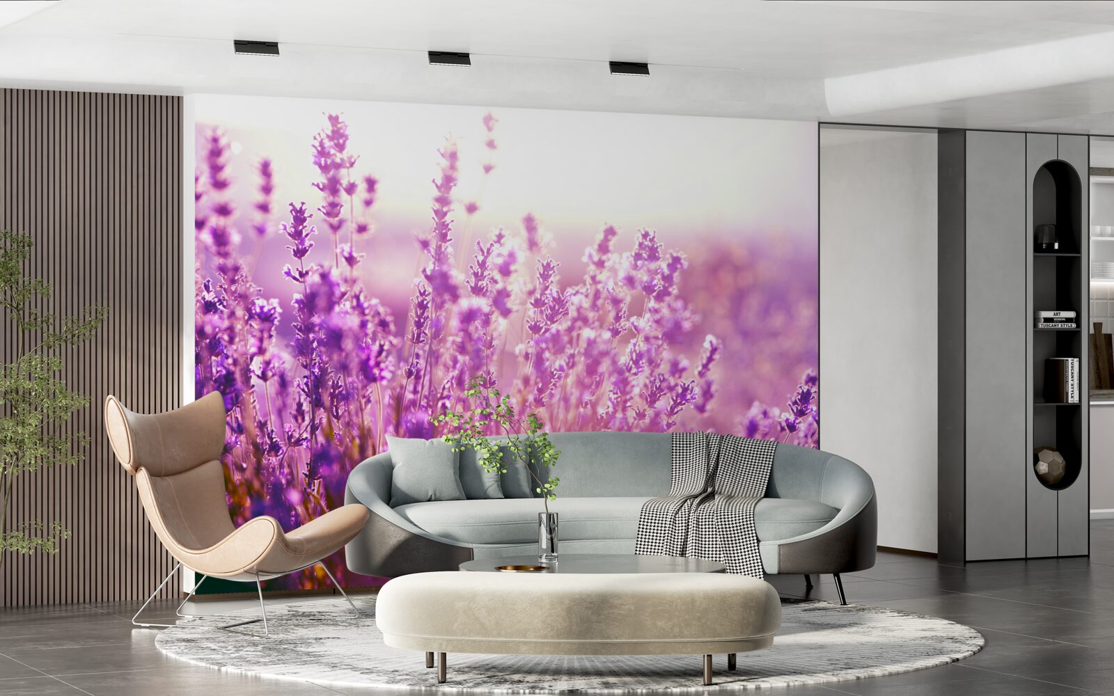 Papier peint fleurs de lavande à l'aube