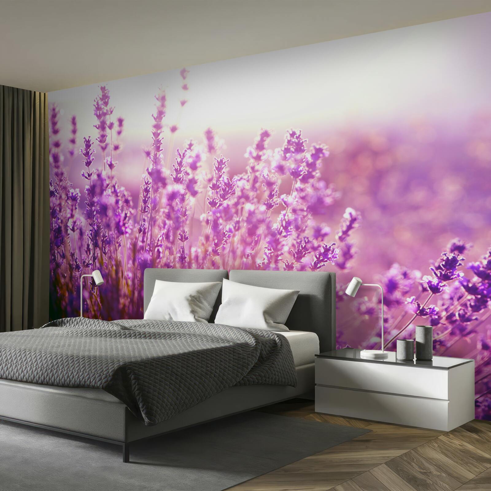 Papier peint fleurs de lavande à l'aube