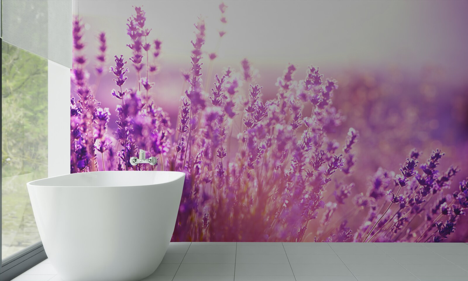 Papier peint fleurs de lavande à l'aube