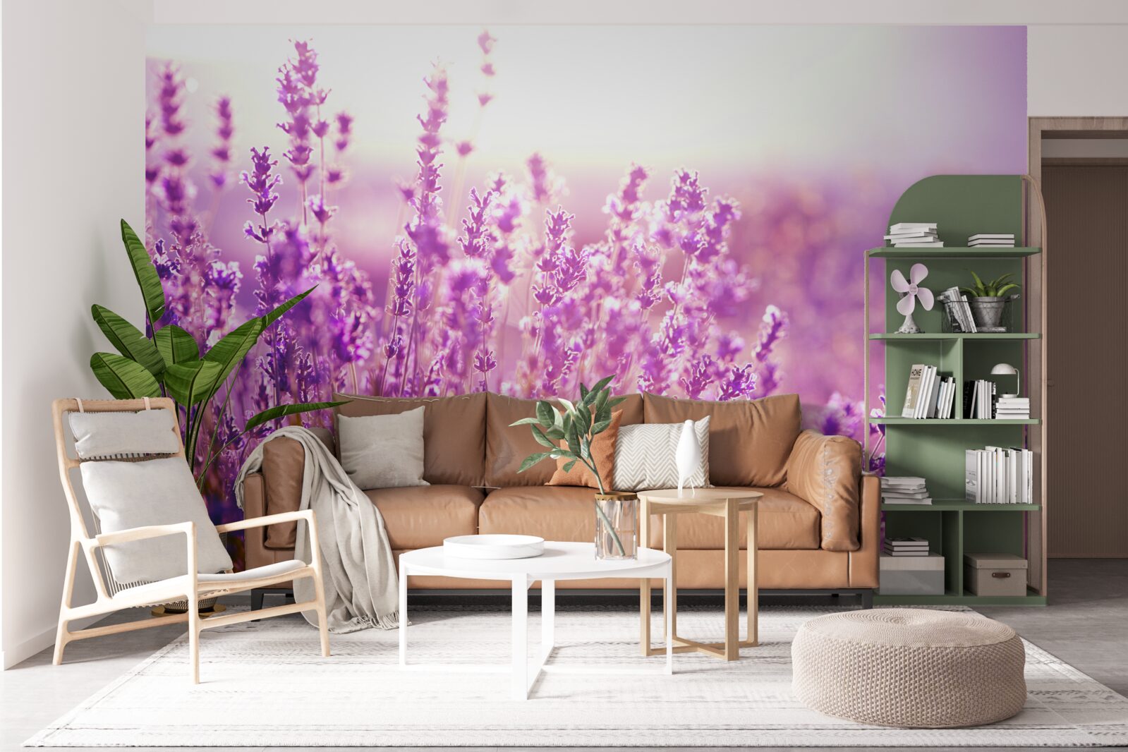 Papier peint fleurs de lavande à l'aube
