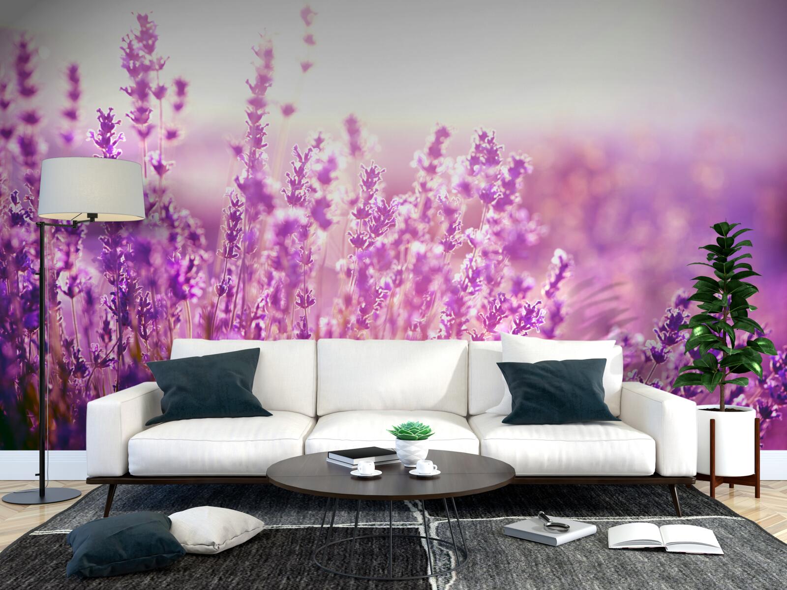 Papier peint fleurs de lavande à l'aube