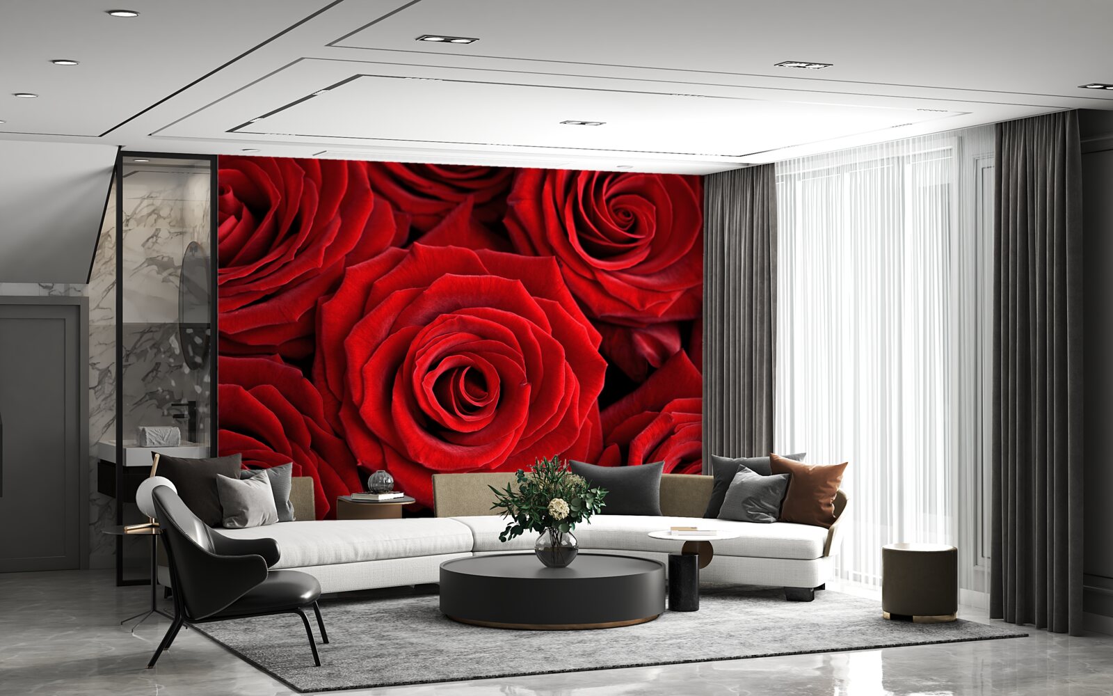 Papier peint résumé des roses rouges traditionnelles