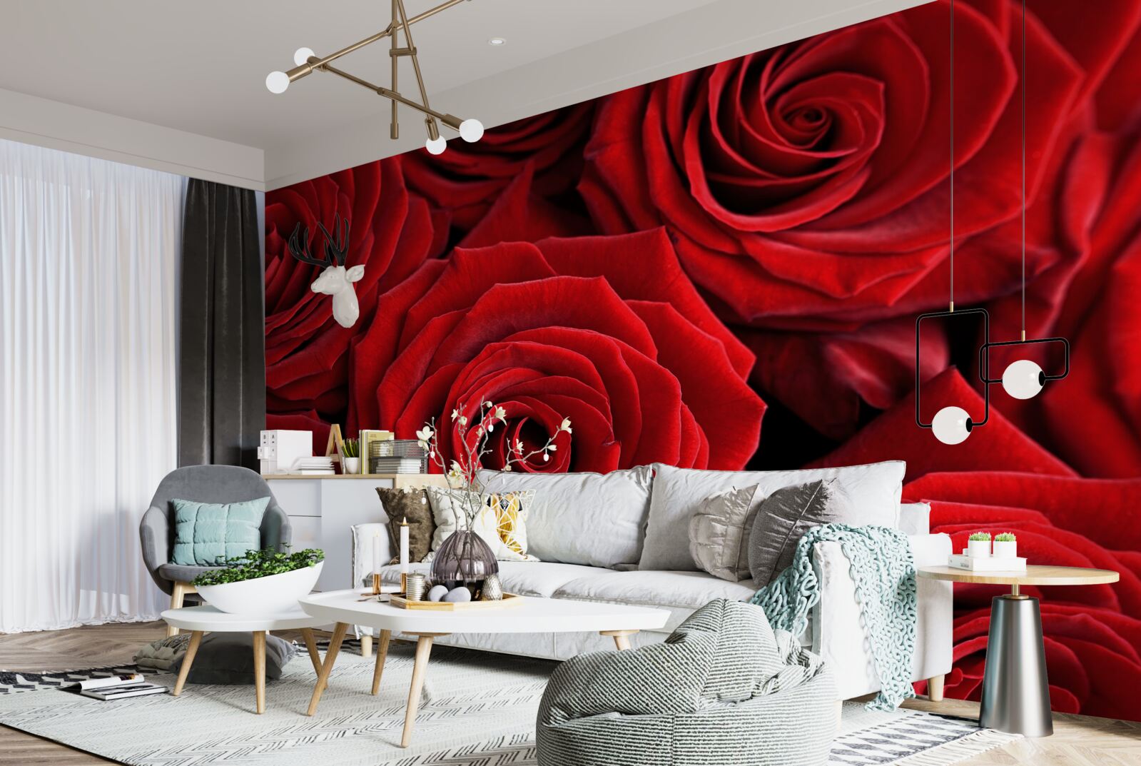 Papier peint résumé des roses rouges traditionnelles