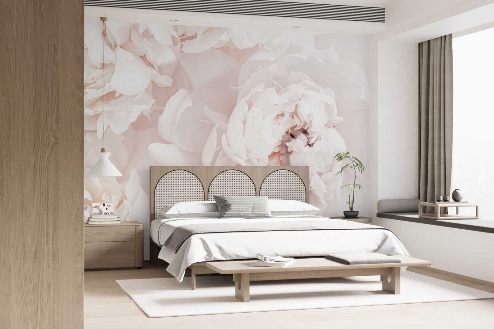 Papier peint pivoine d'une délicate beauté pastel