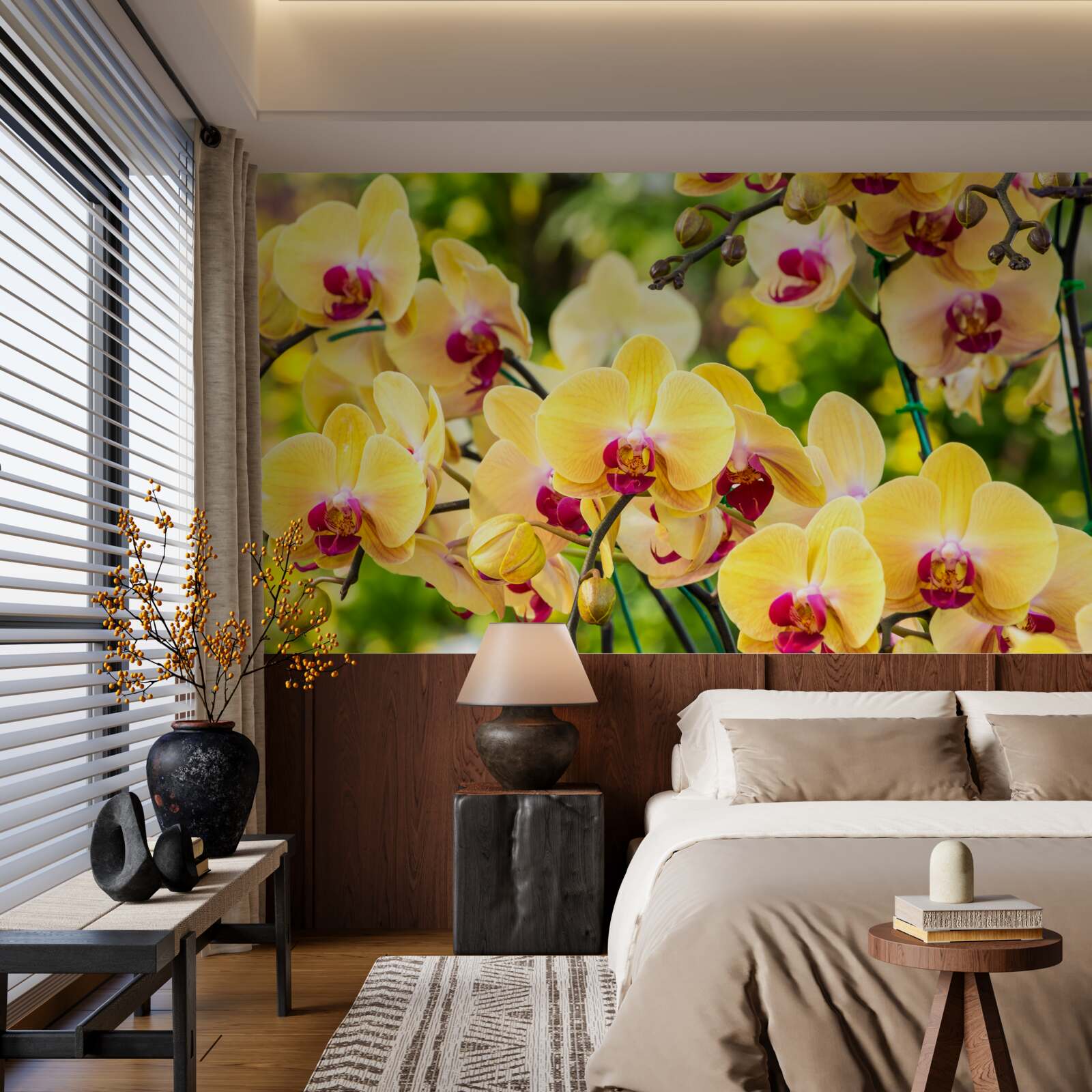 Papier peint Orchidées jaunes dans le jardin d'été