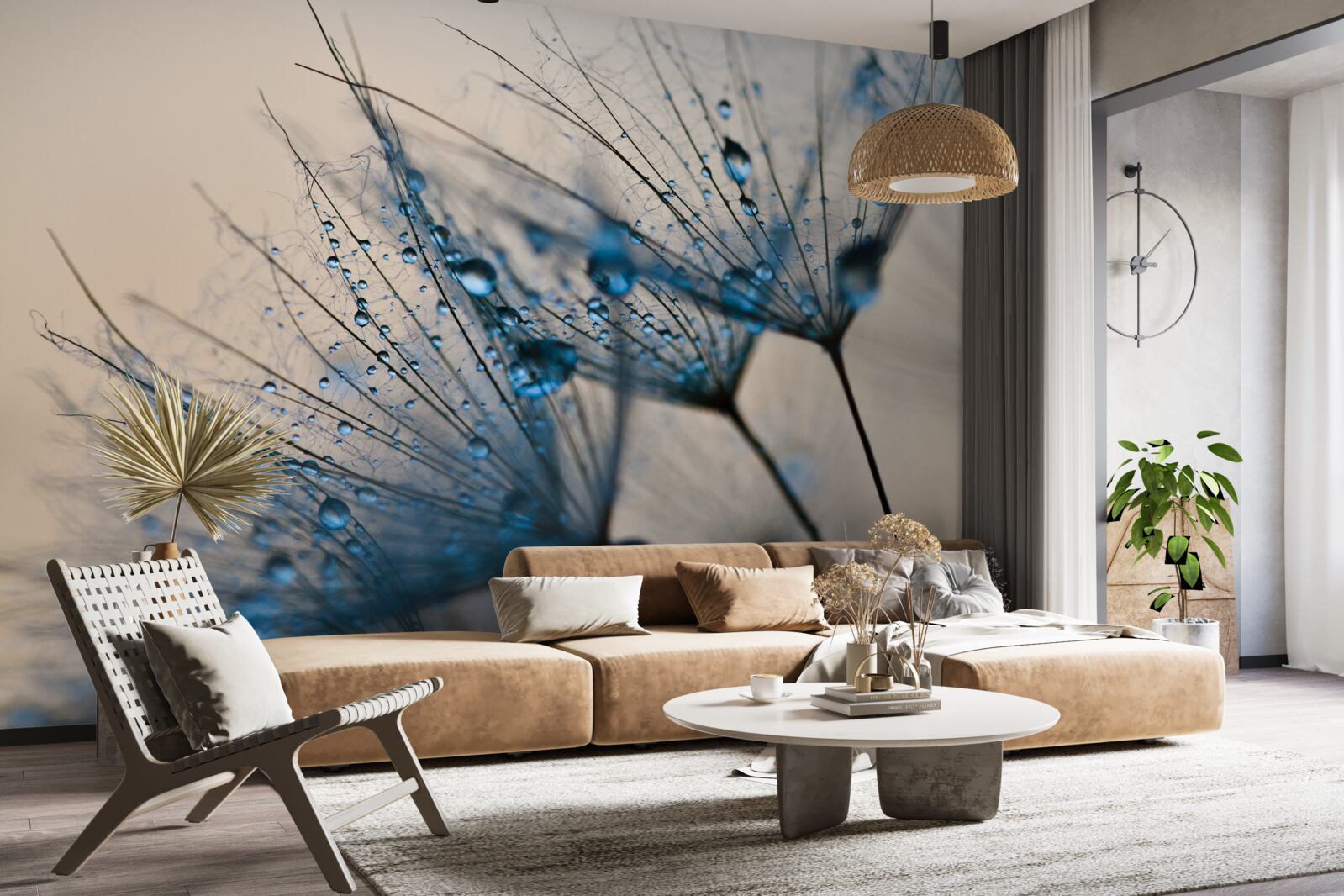 Papier peint rosée du matin sur les pissenlits aériens