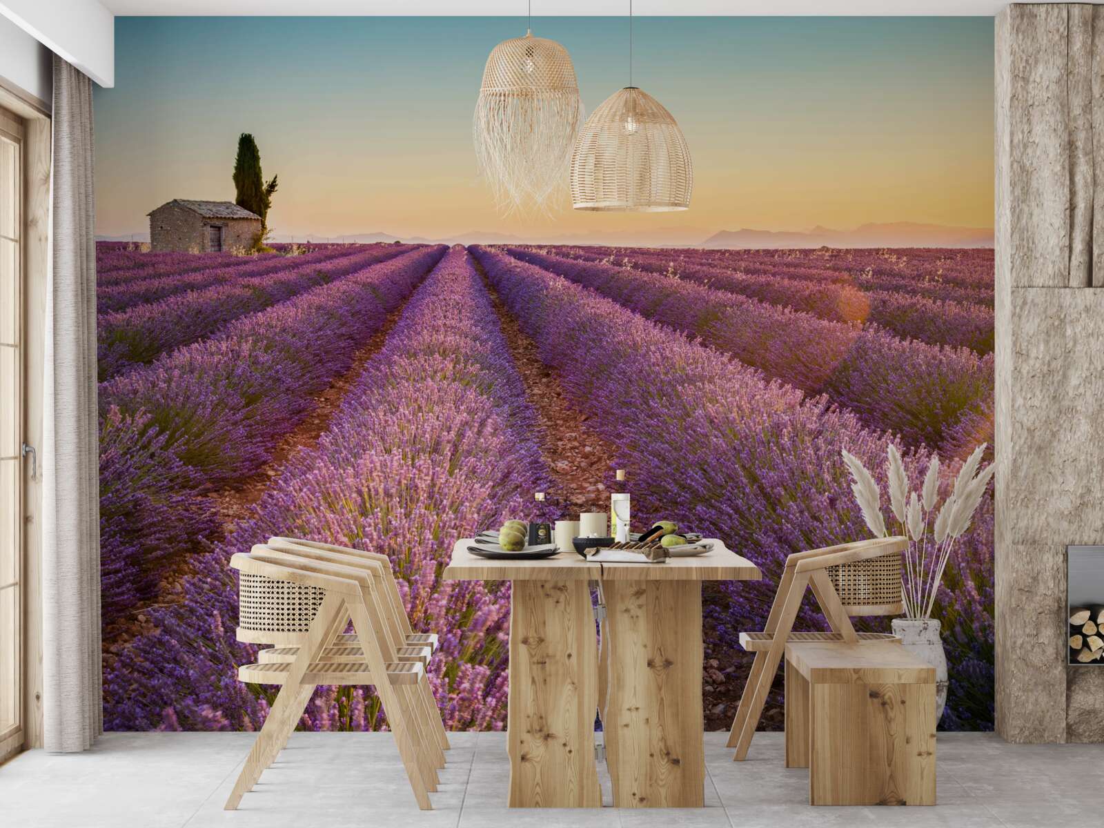Papier peint L'aube s'est levée sur un champ de lavande