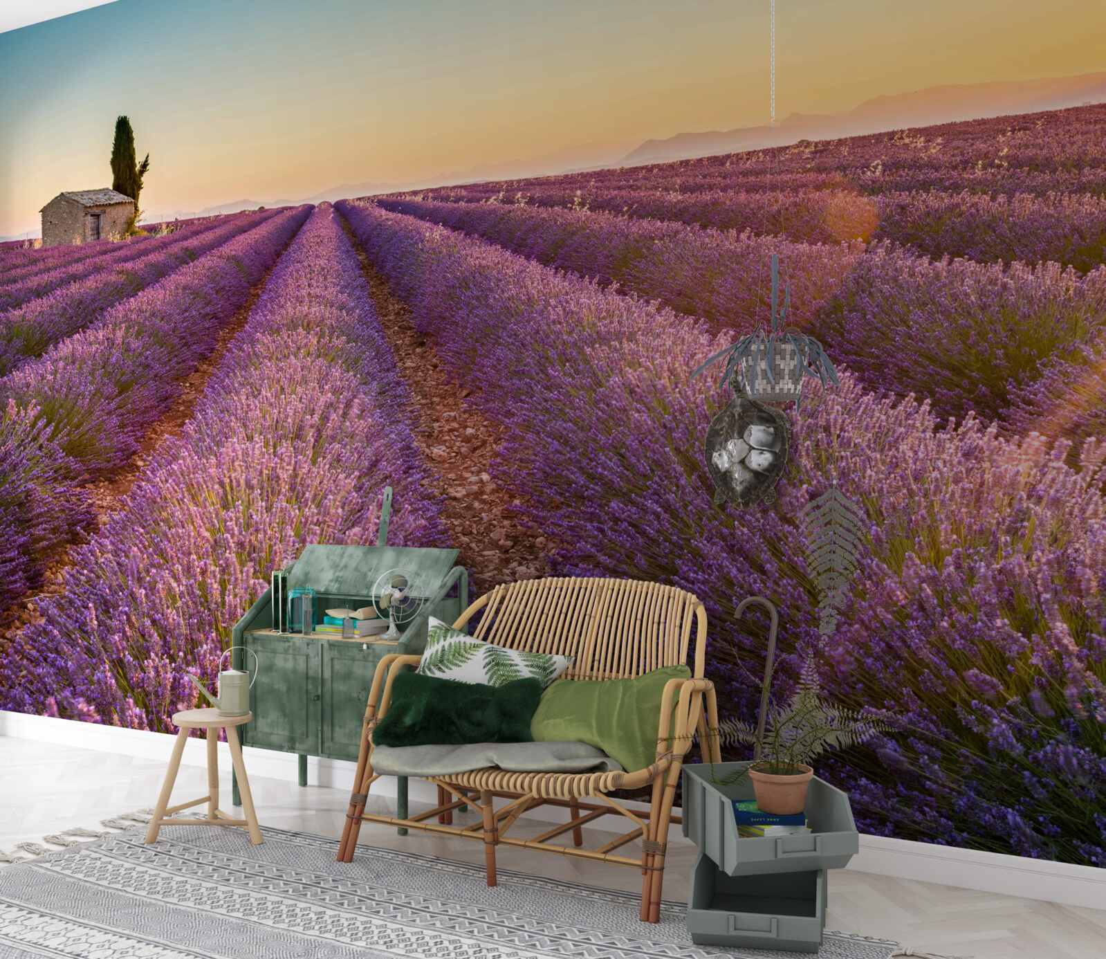 Papier peint L'aube s'est levée sur un champ de lavande