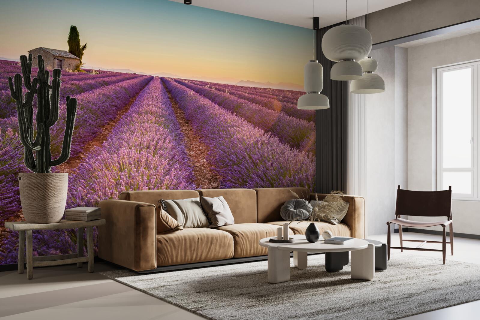Papier peint L'aube s'est levée sur un champ de lavande