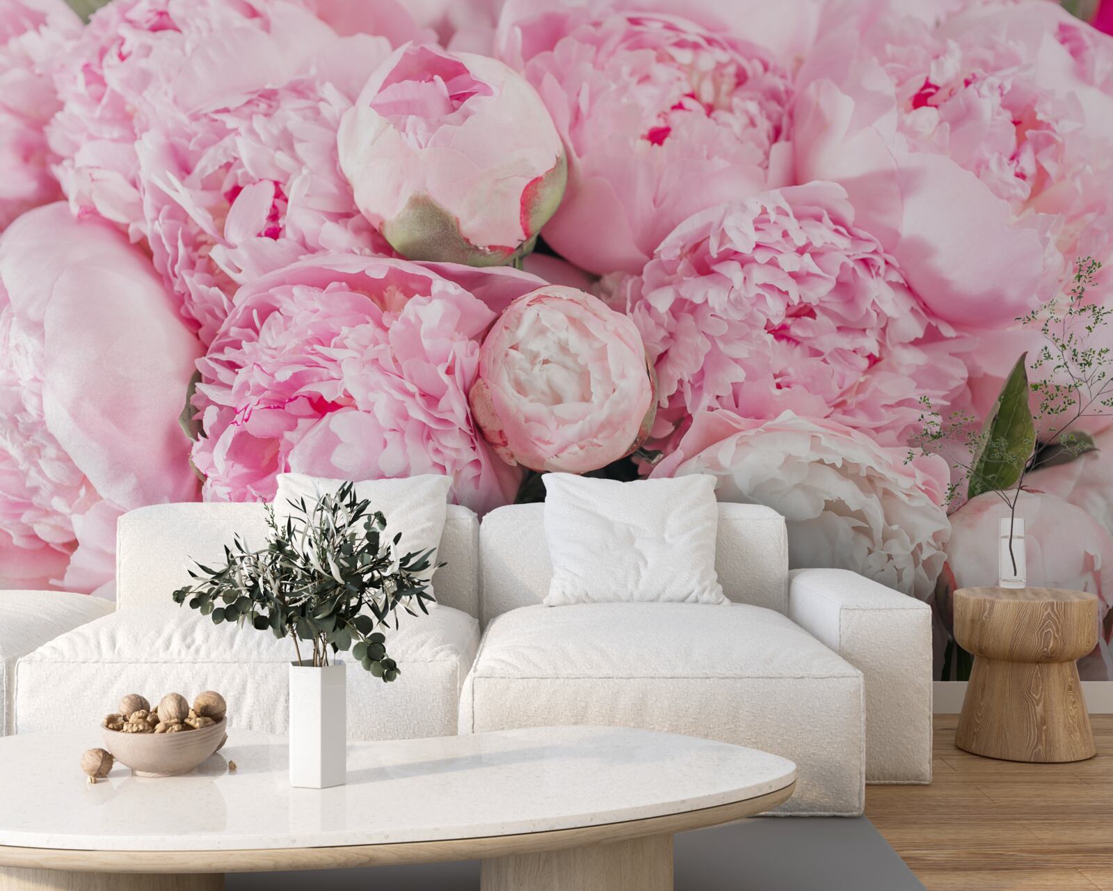 Papier peint belles pivoines roses
