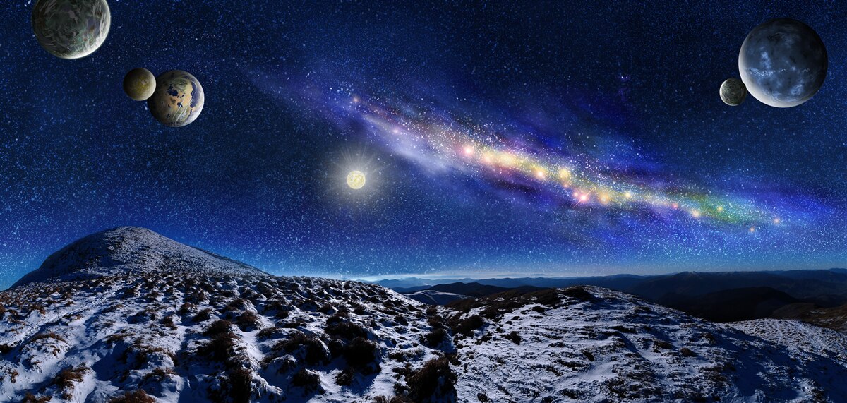 Papier peint l'espace extra-atmosphérique avec de multiples planètes