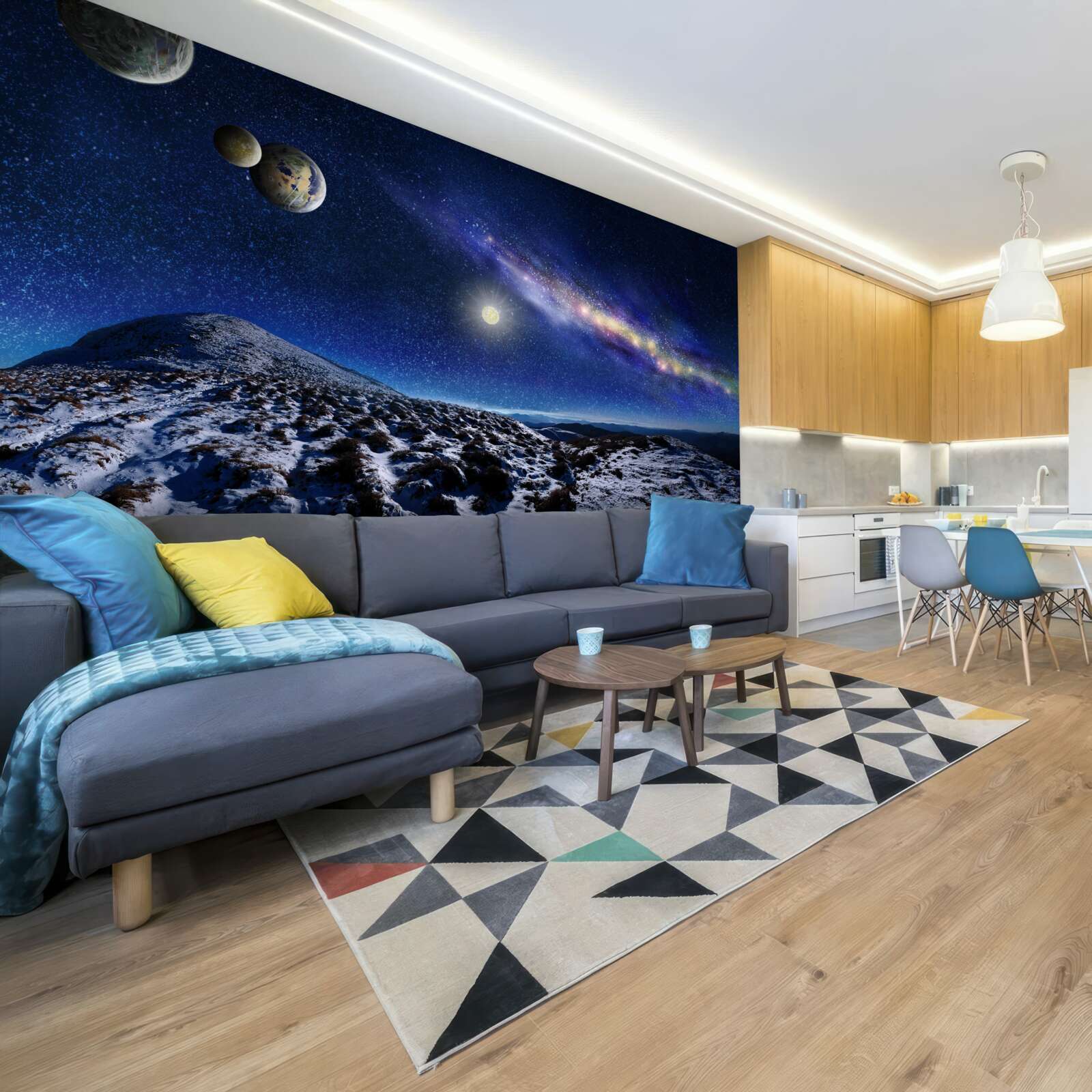 Papier peint l'espace extra-atmosphérique avec de multiples planètes