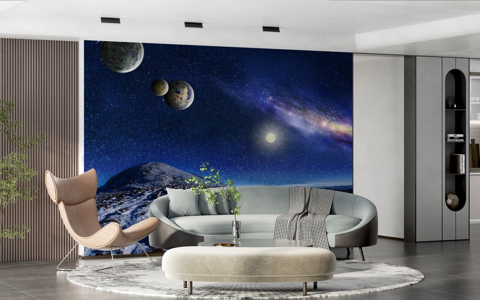 Papier peint l'espace extra-atmosphérique avec de multiples planètes