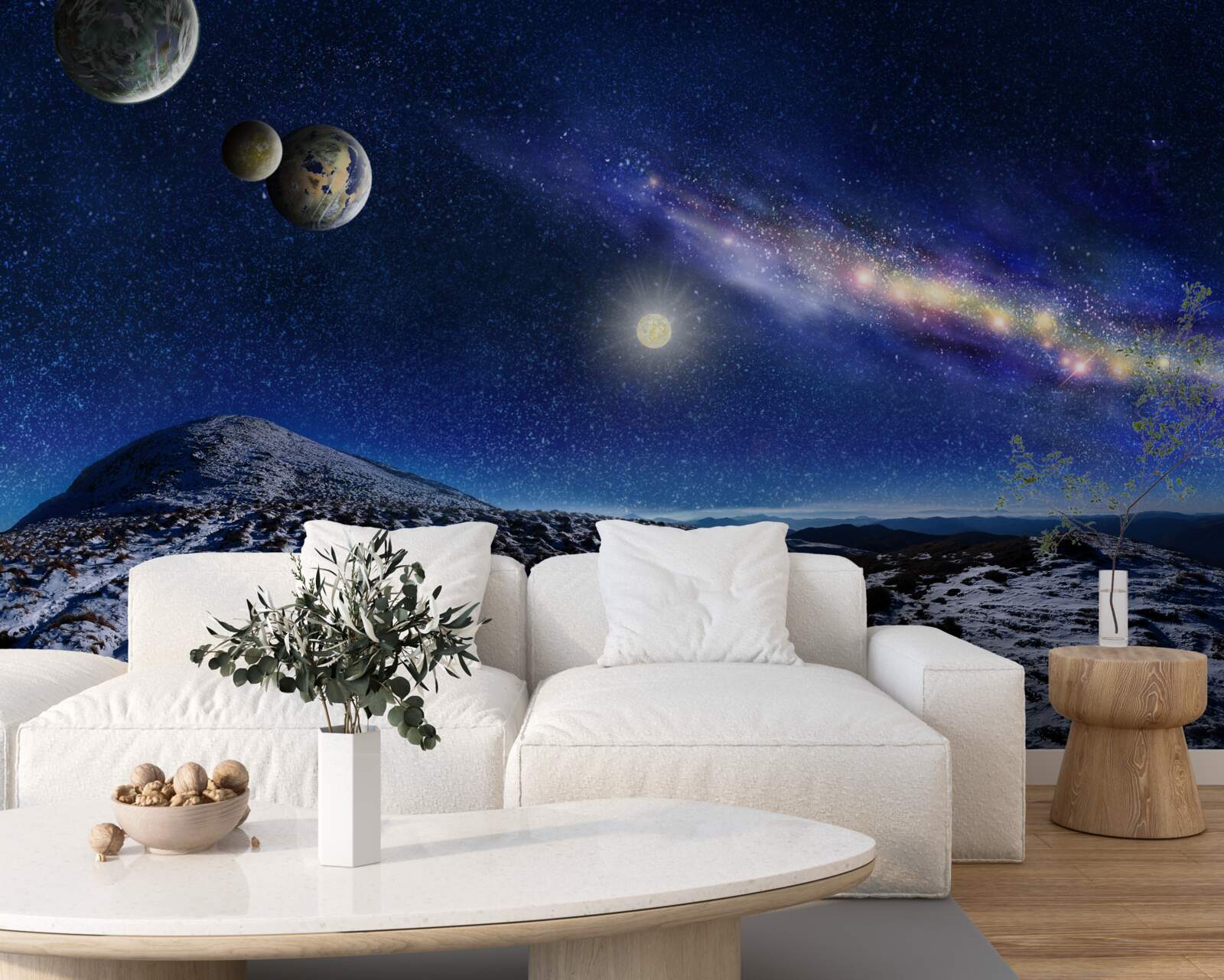 Papier peint l'espace extra-atmosphérique avec de multiples planètes