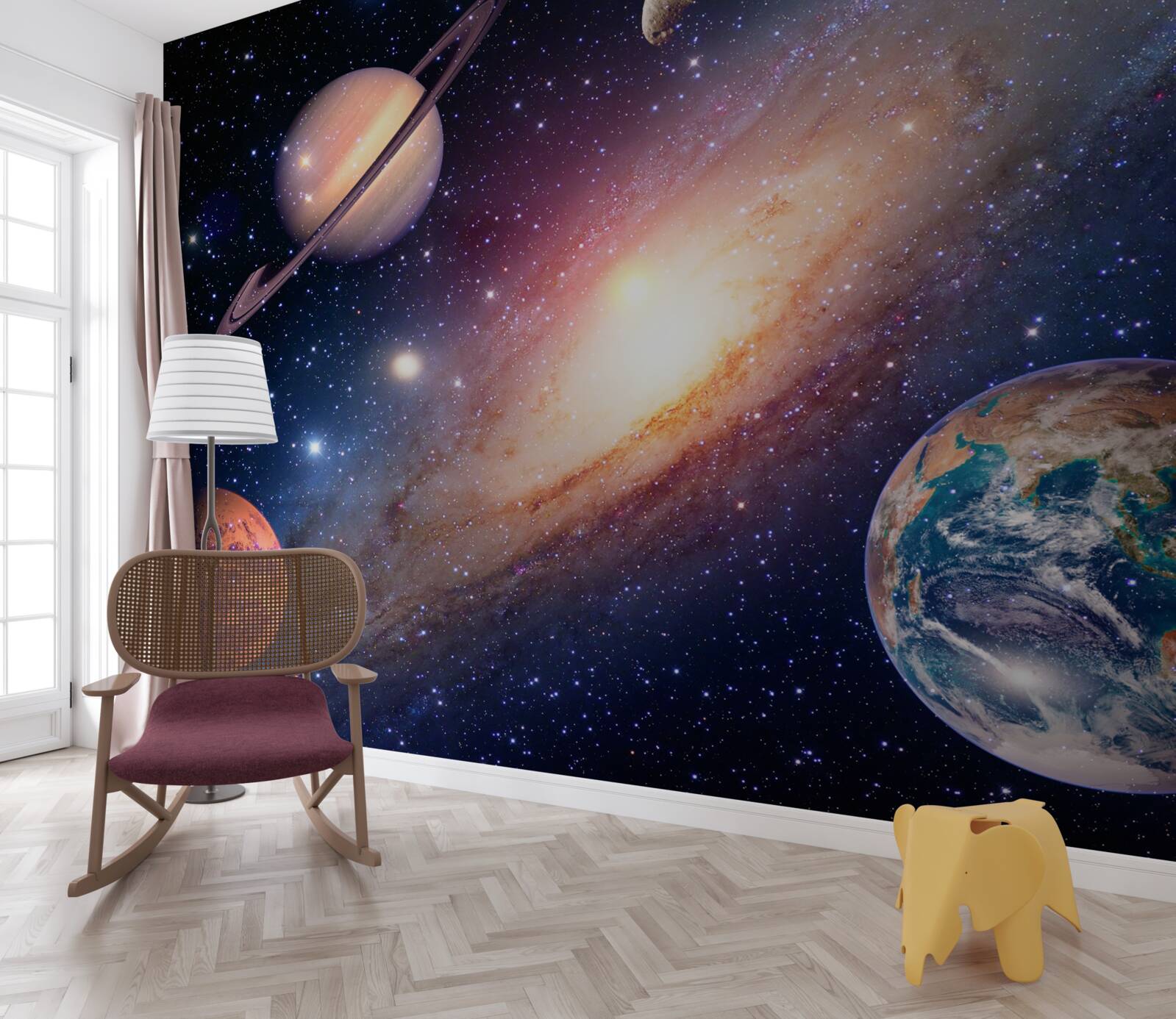 Papier peint planètes, dont la Terre, dans notre galaxie