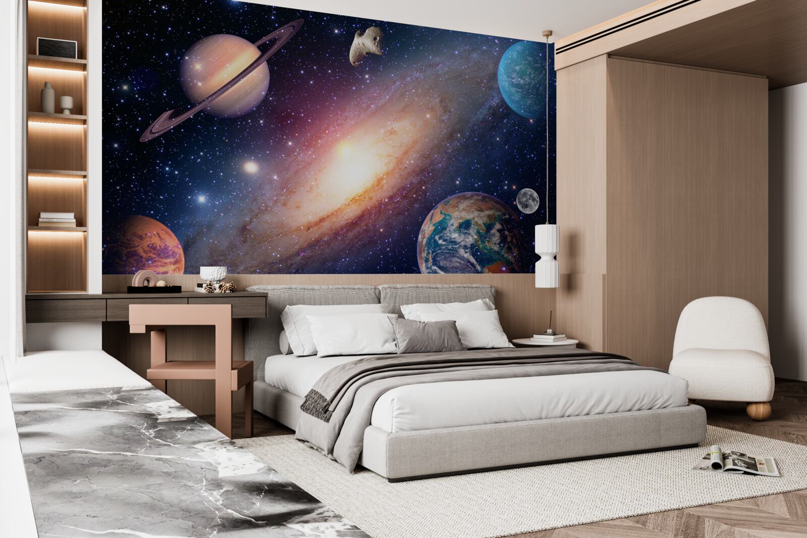 Papier peint planètes, dont la Terre, dans notre galaxie