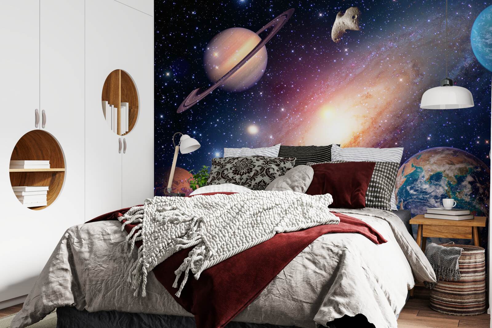 Papier peint planètes, dont la Terre, dans notre galaxie