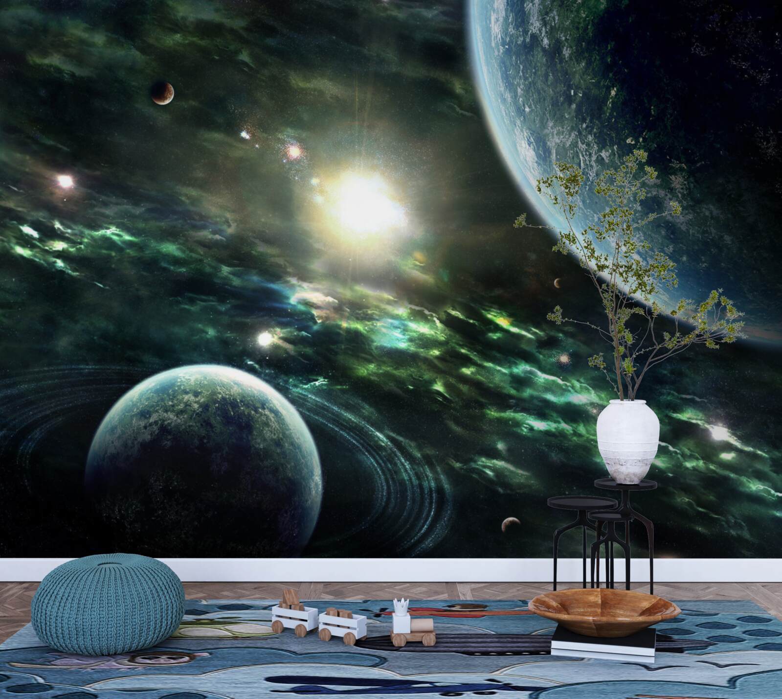 Papier peint Explosion lumineuse près de la planète