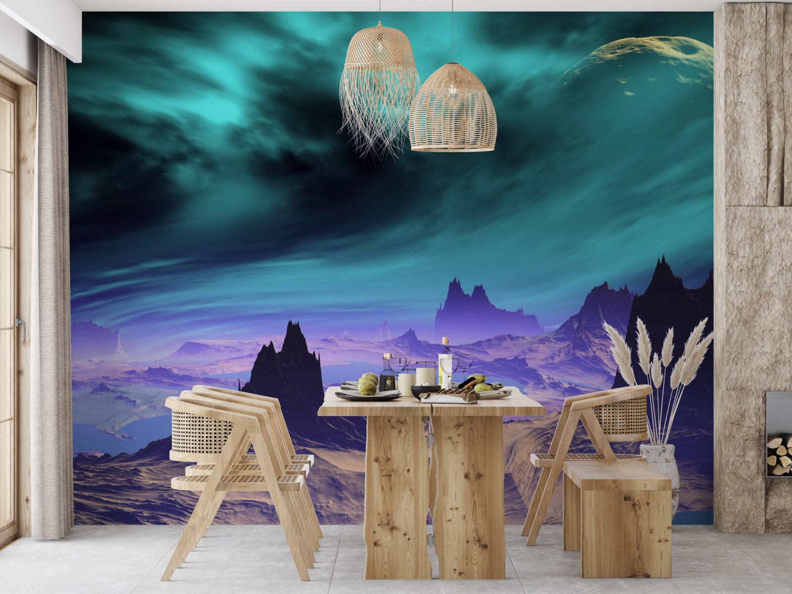 Papier peint les montagnes du futur sur une planète non identifiée