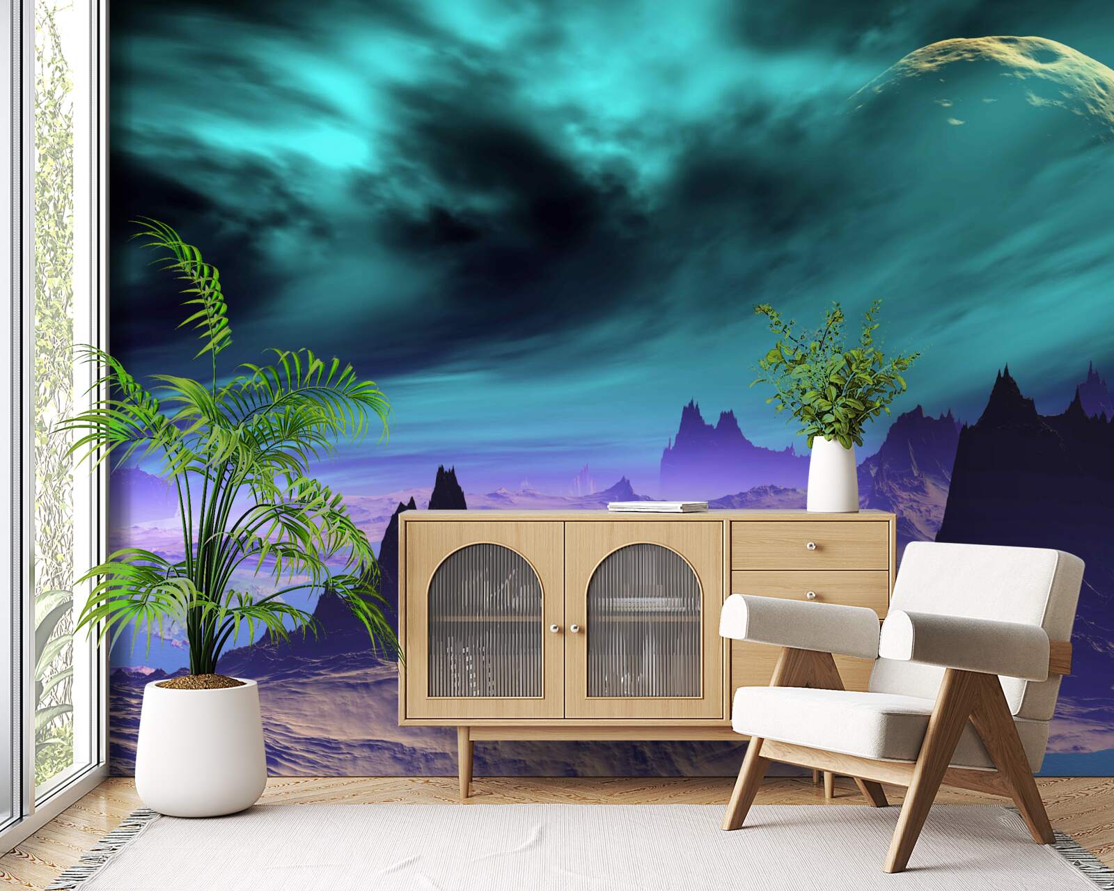 Papier peint les montagnes du futur sur une planète non identifiée