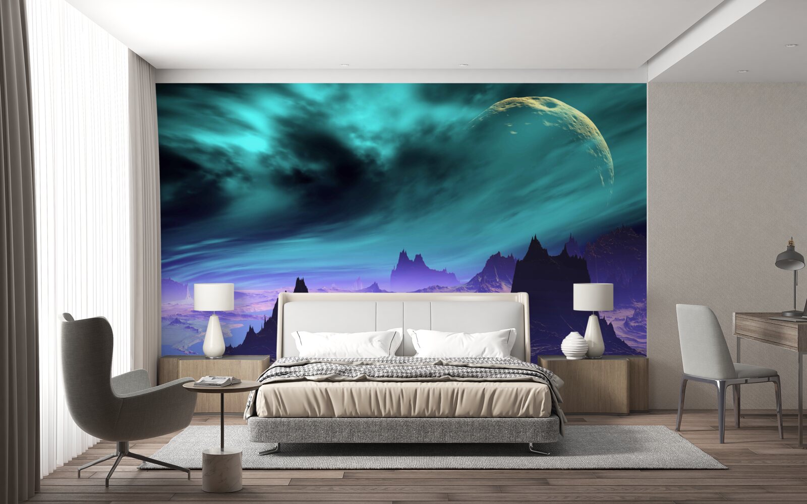 Papier peint les montagnes du futur sur une planète non identifiée