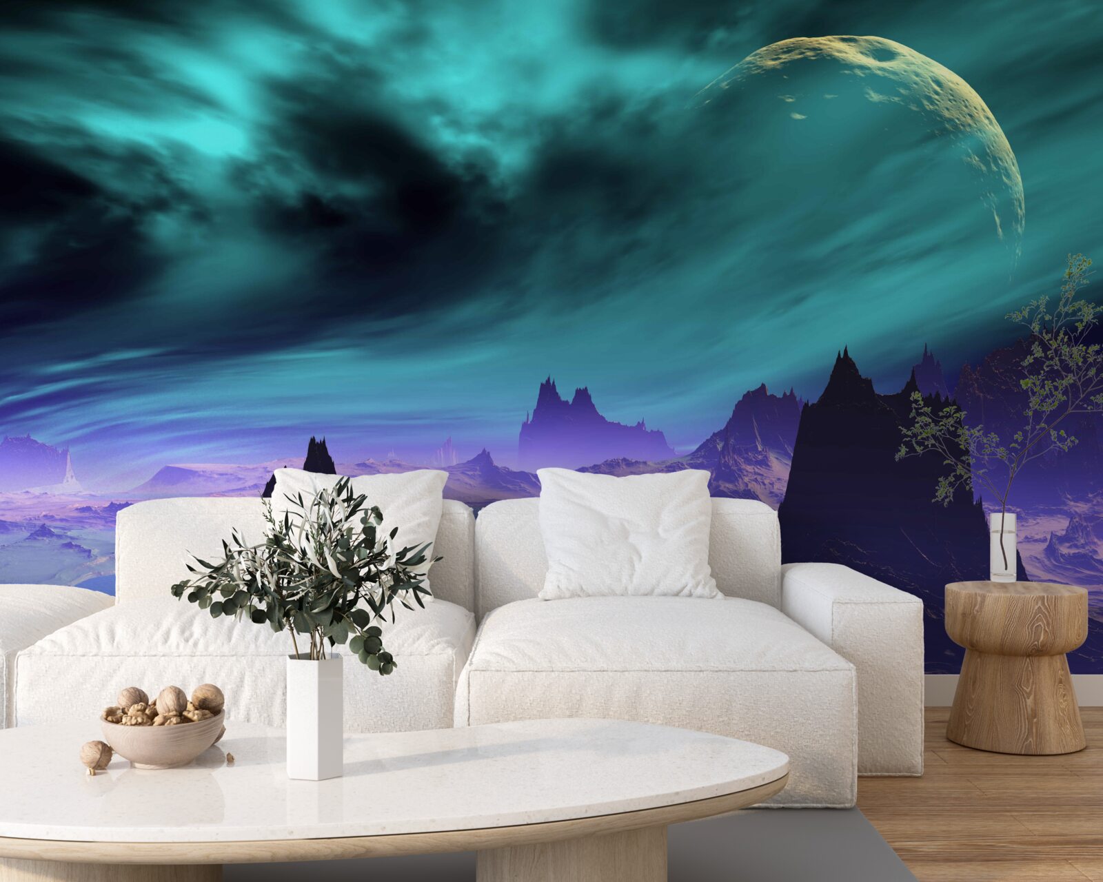 Papier peint les montagnes du futur sur une planète non identifiée