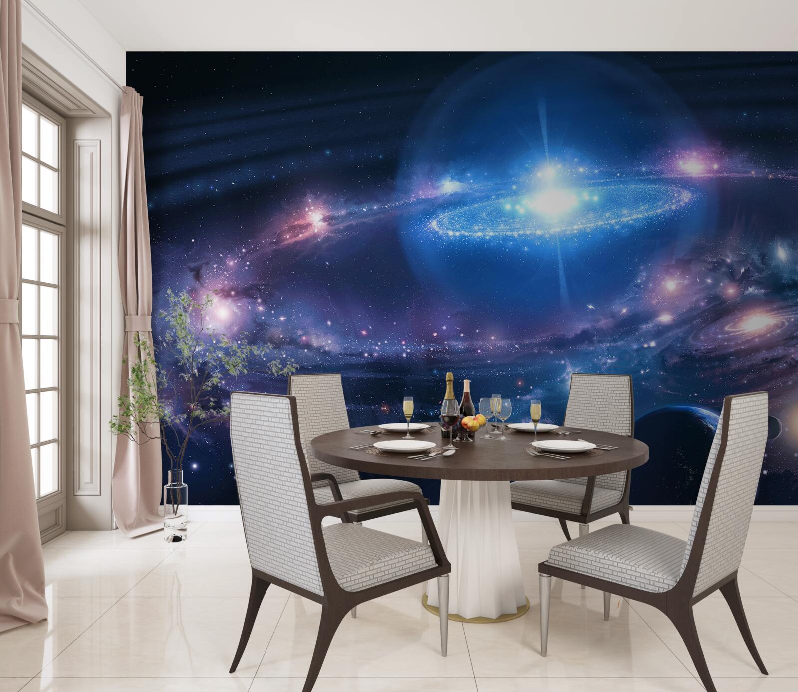 Papier peint position des galaxies dans l'espace les unes par rapport aux autres