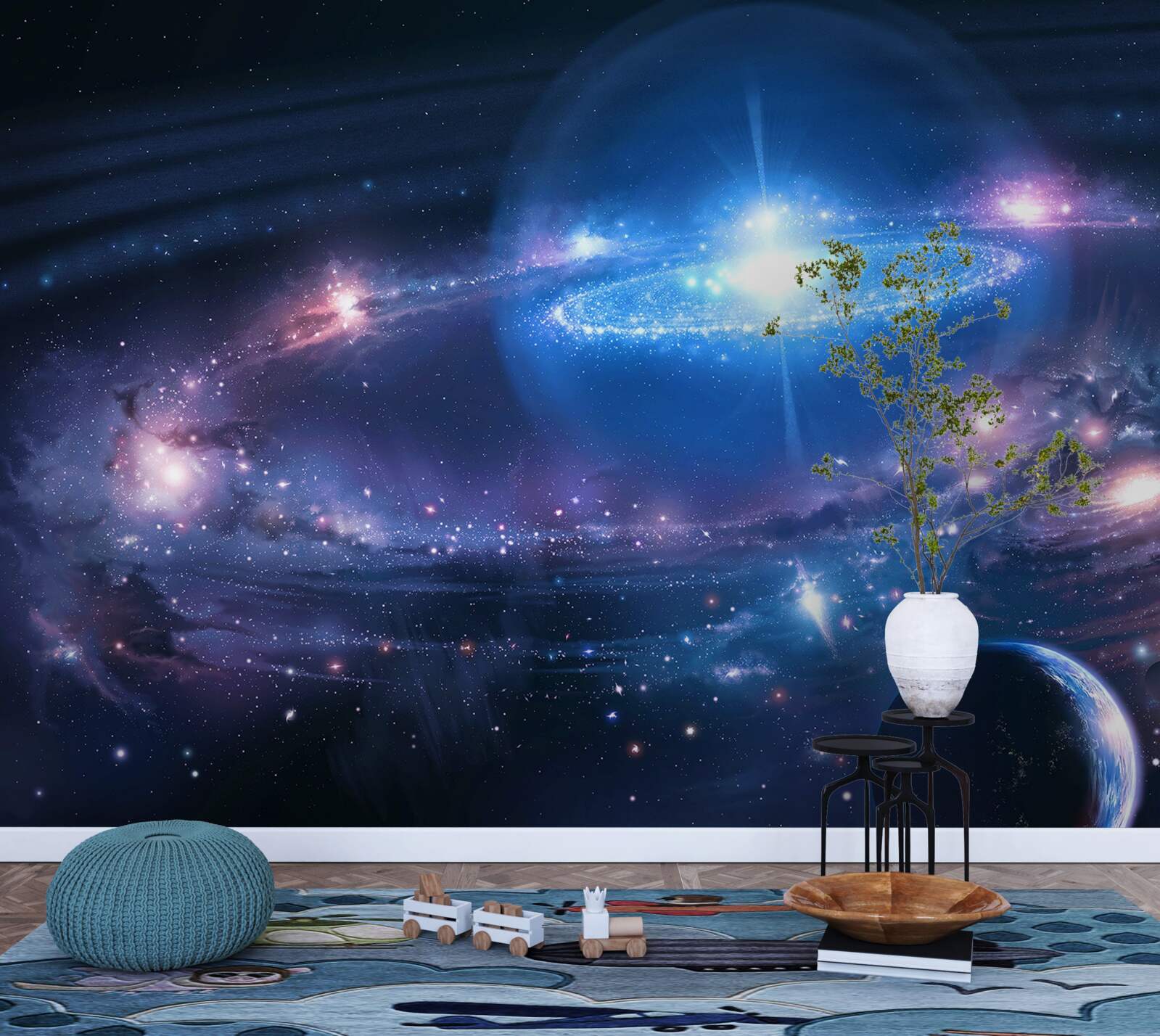 Papier peint position des galaxies dans l'espace les unes par rapport aux autres