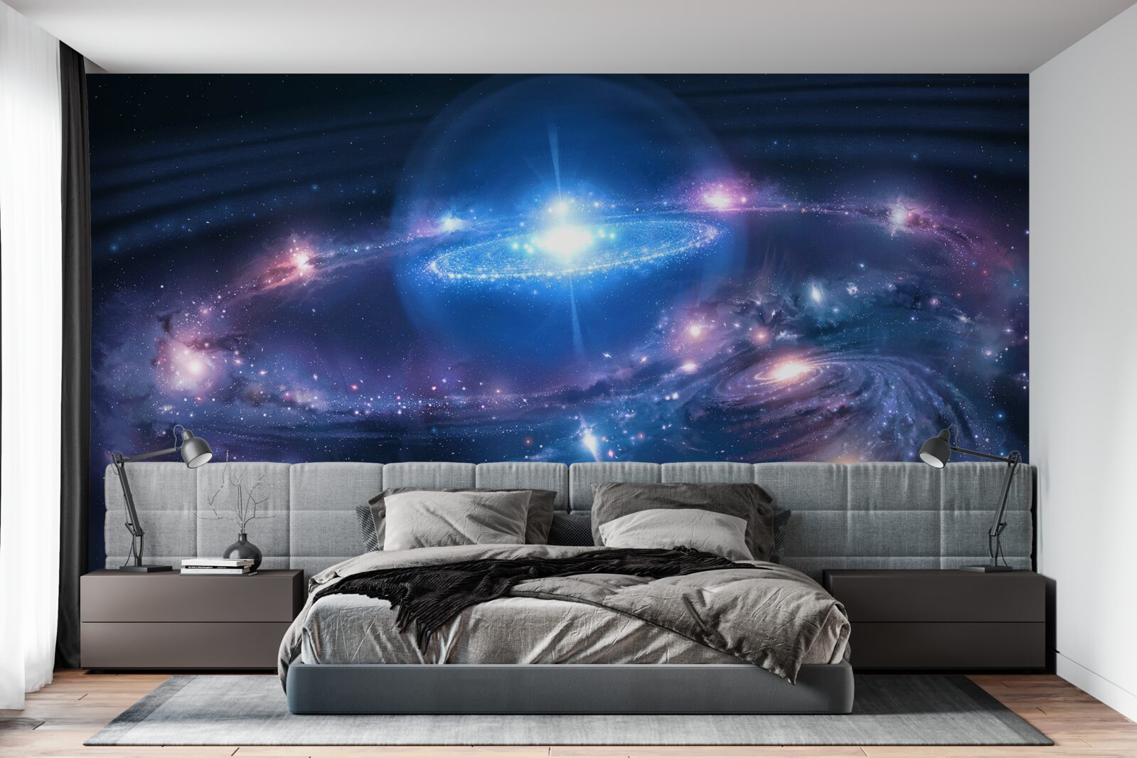 Papier peint position des galaxies dans l'espace les unes par rapport aux autres