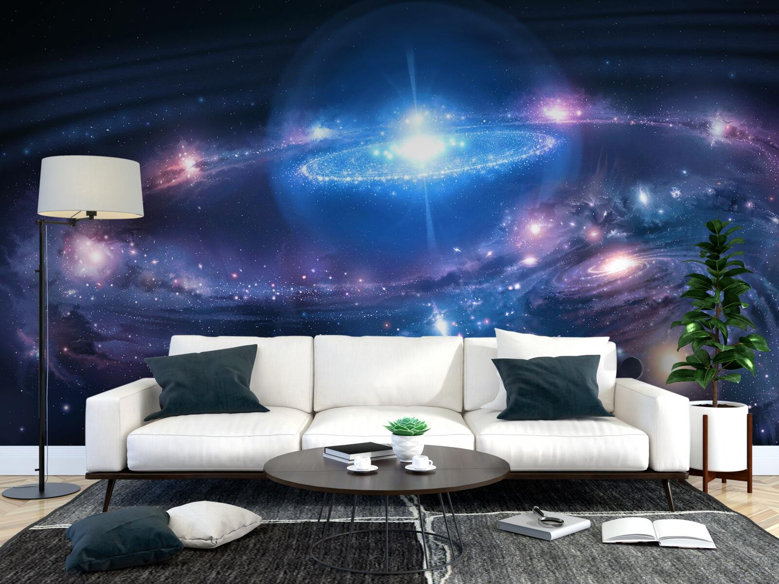 Papier peint position des galaxies dans l'espace les unes par rapport aux autres