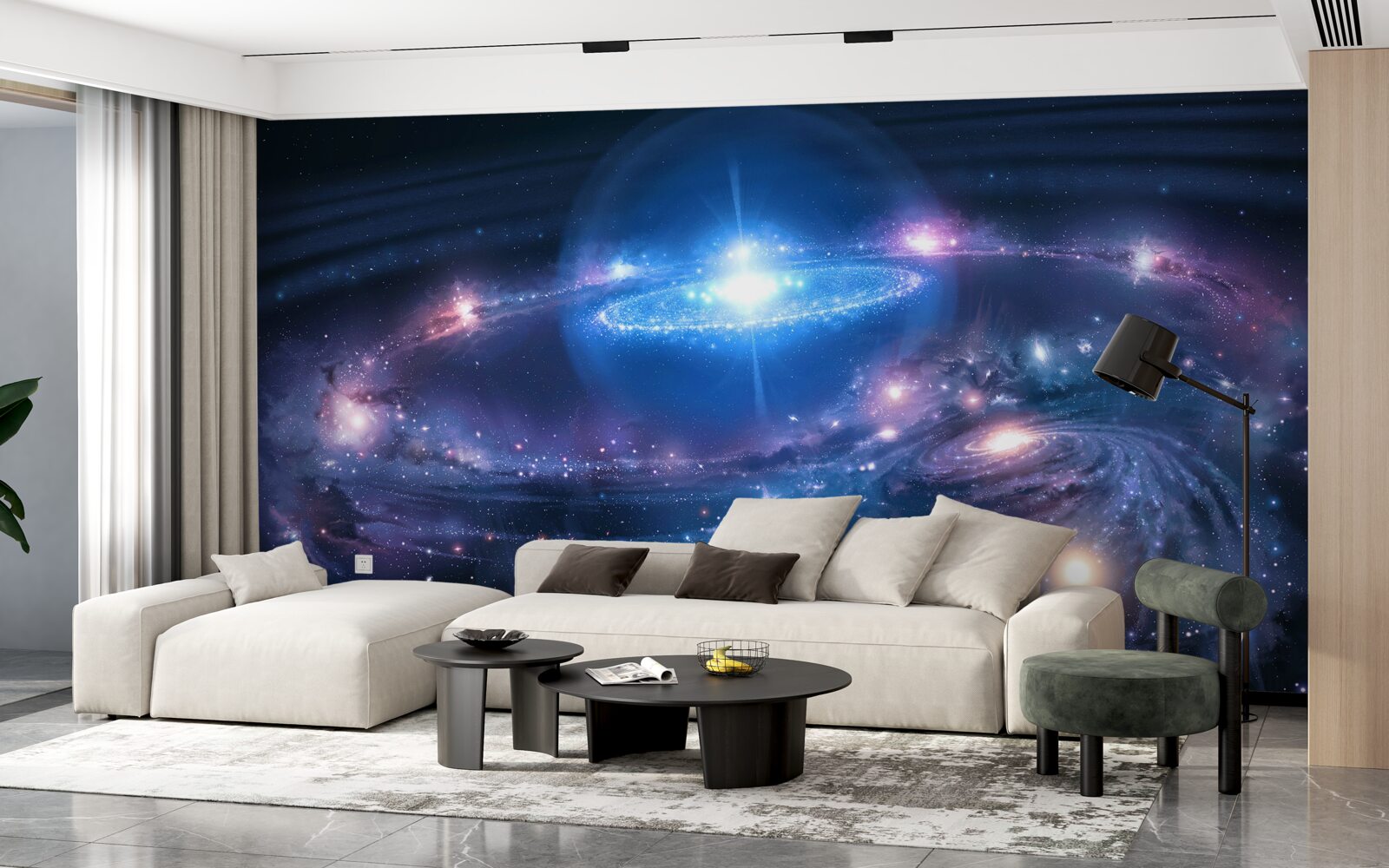 Papier peint position des galaxies dans l'espace les unes par rapport aux autres