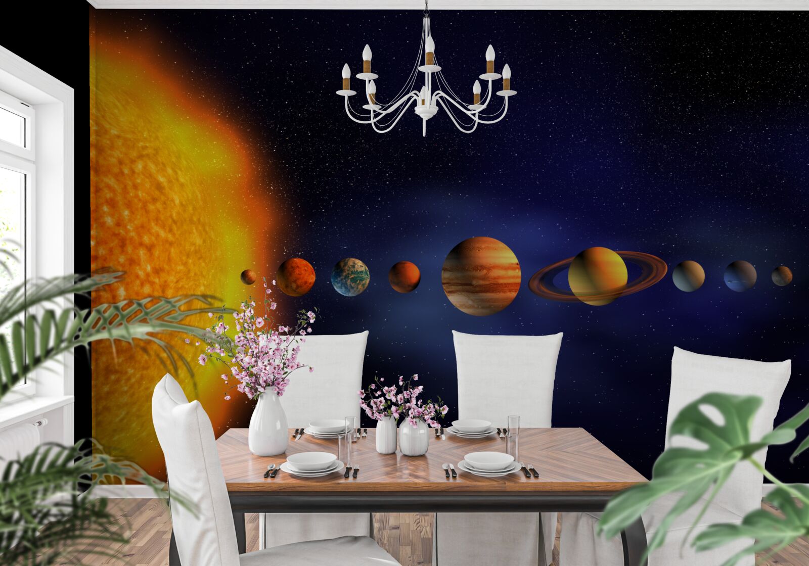 Papier peint le soleil et les planètes de notre galaxie