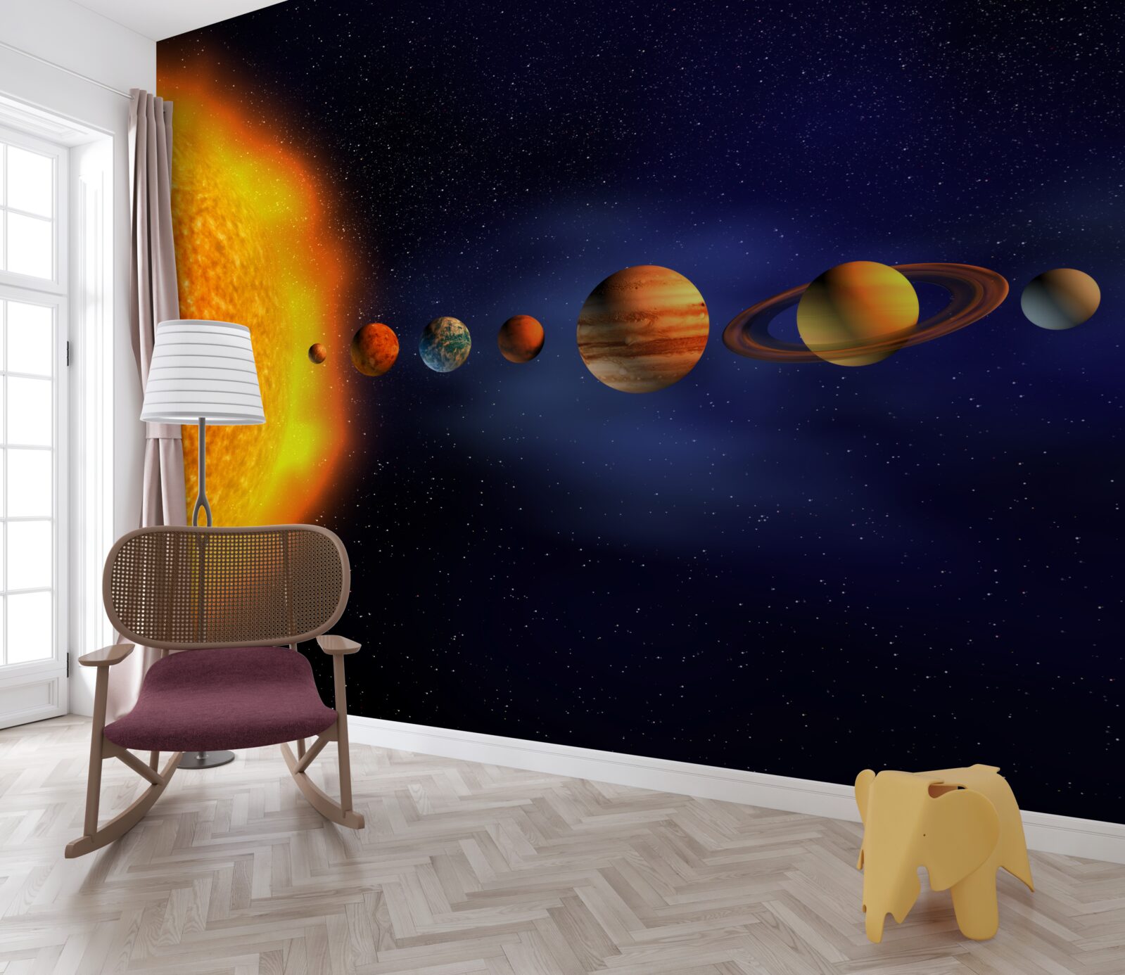 Papier peint le soleil et les planètes de notre galaxie