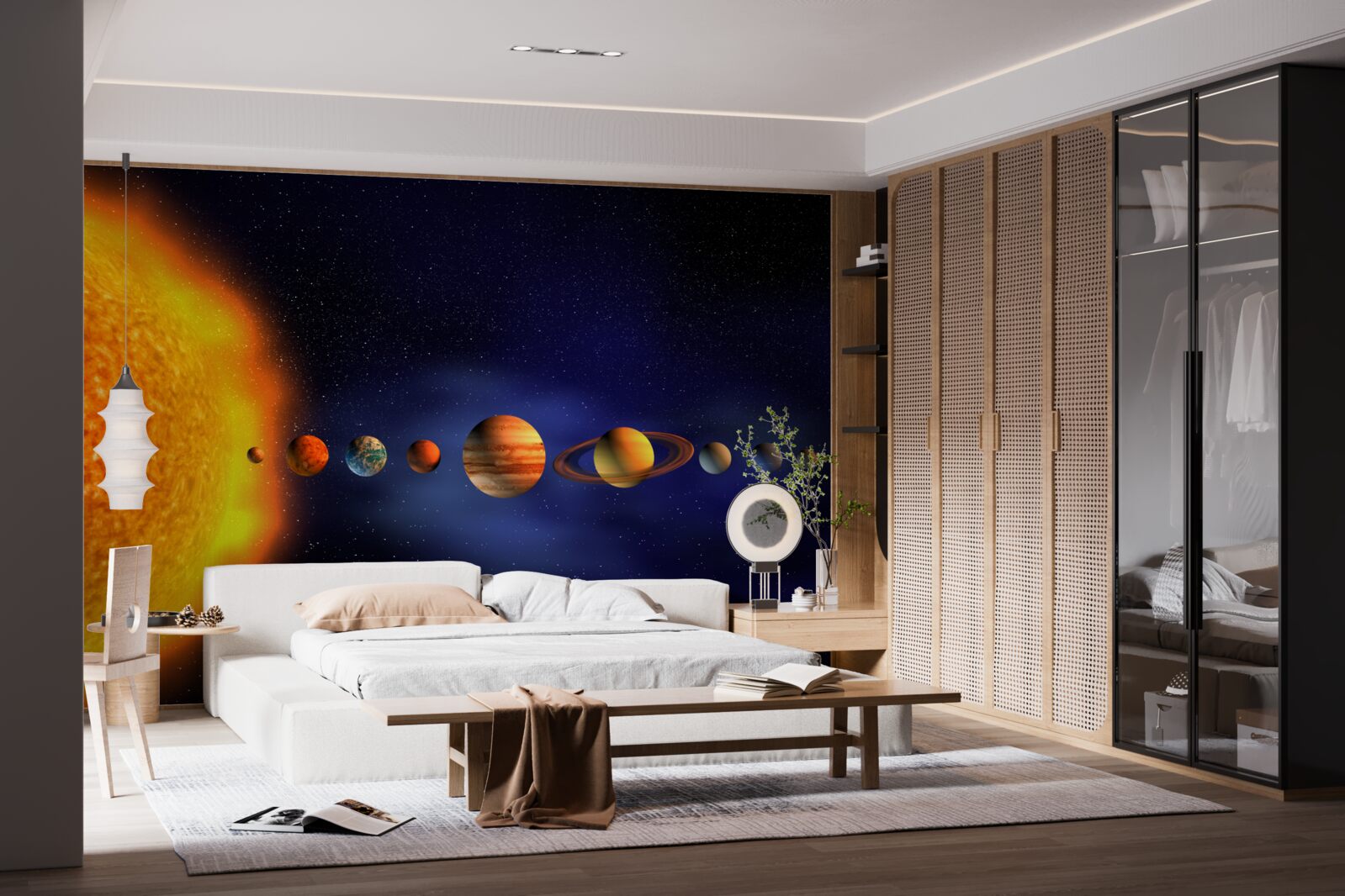 Papier peint le soleil et les planètes de notre galaxie