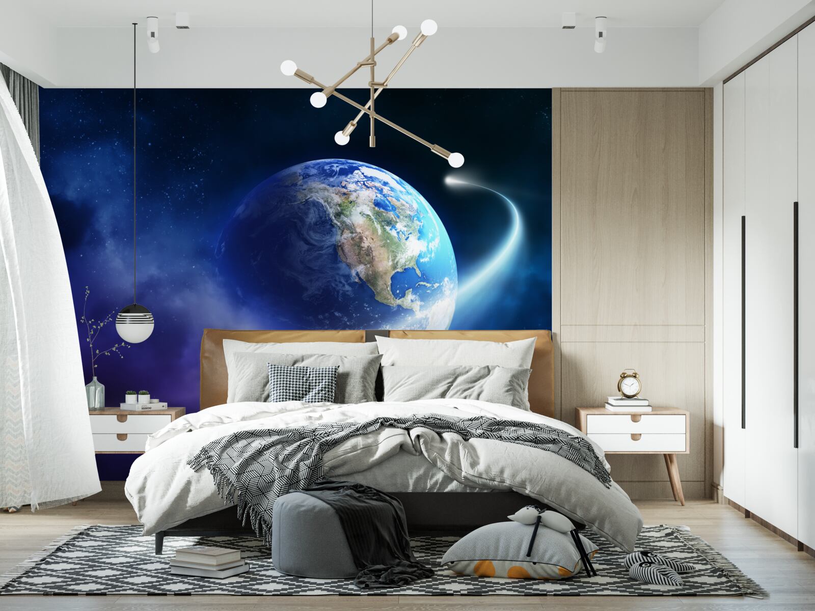 Papier peint la terre dans l'espace infini de l'univers