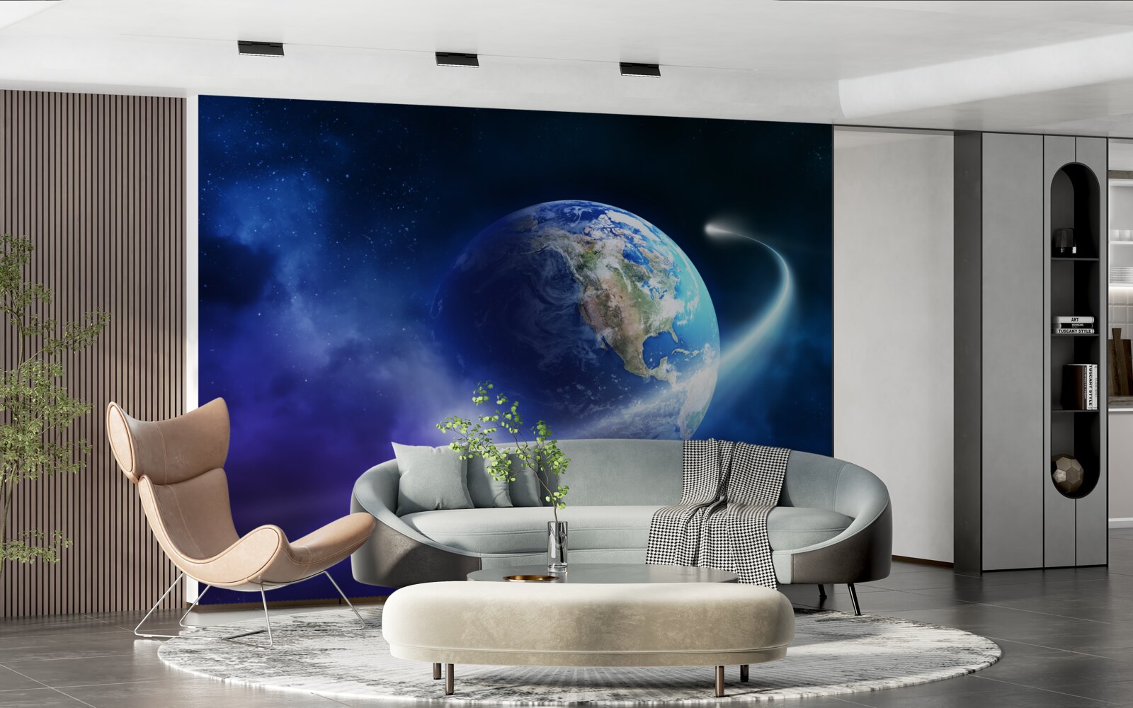 Papier peint la terre dans l'espace infini de l'univers