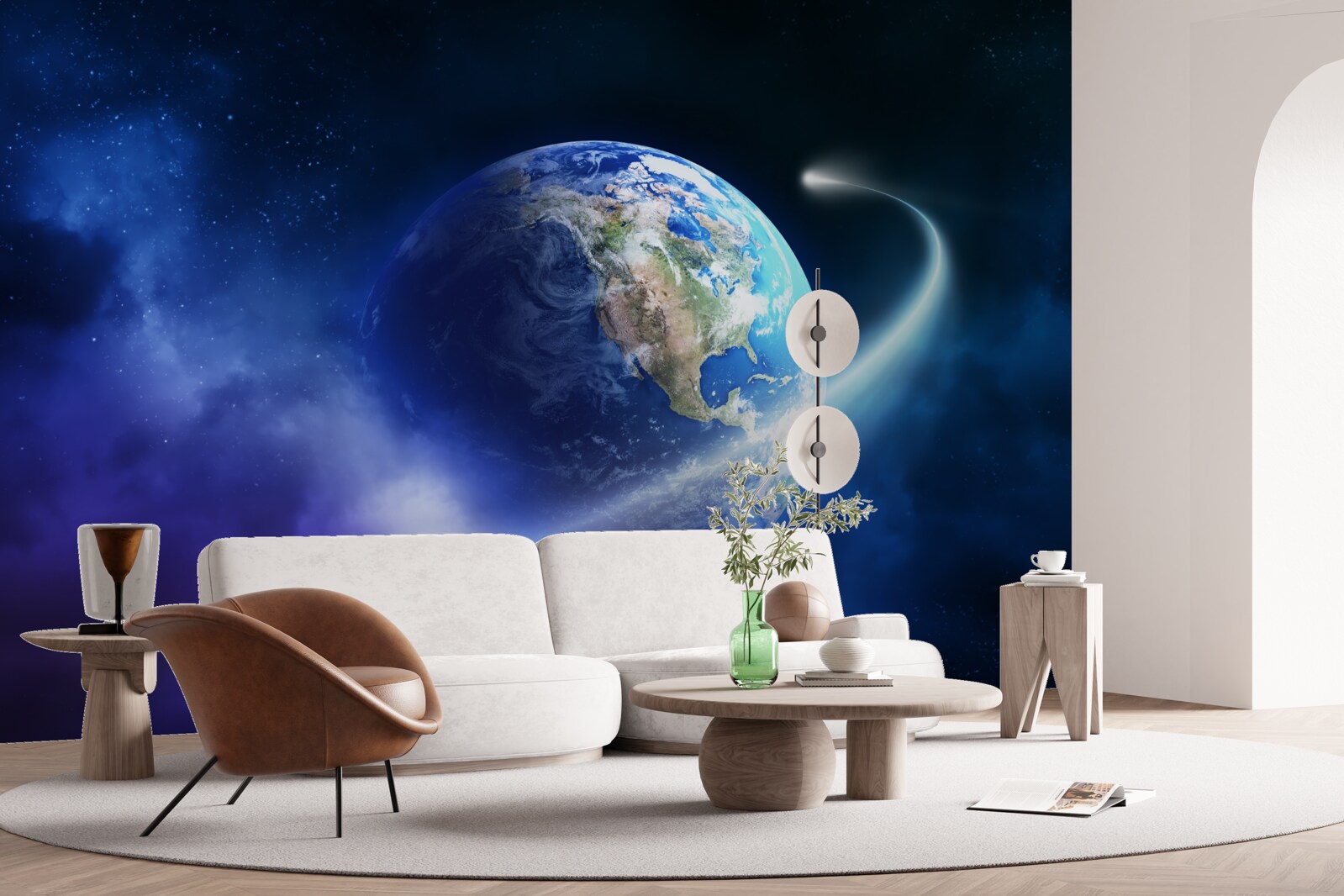 Papier peint la terre dans l'espace infini de l'univers