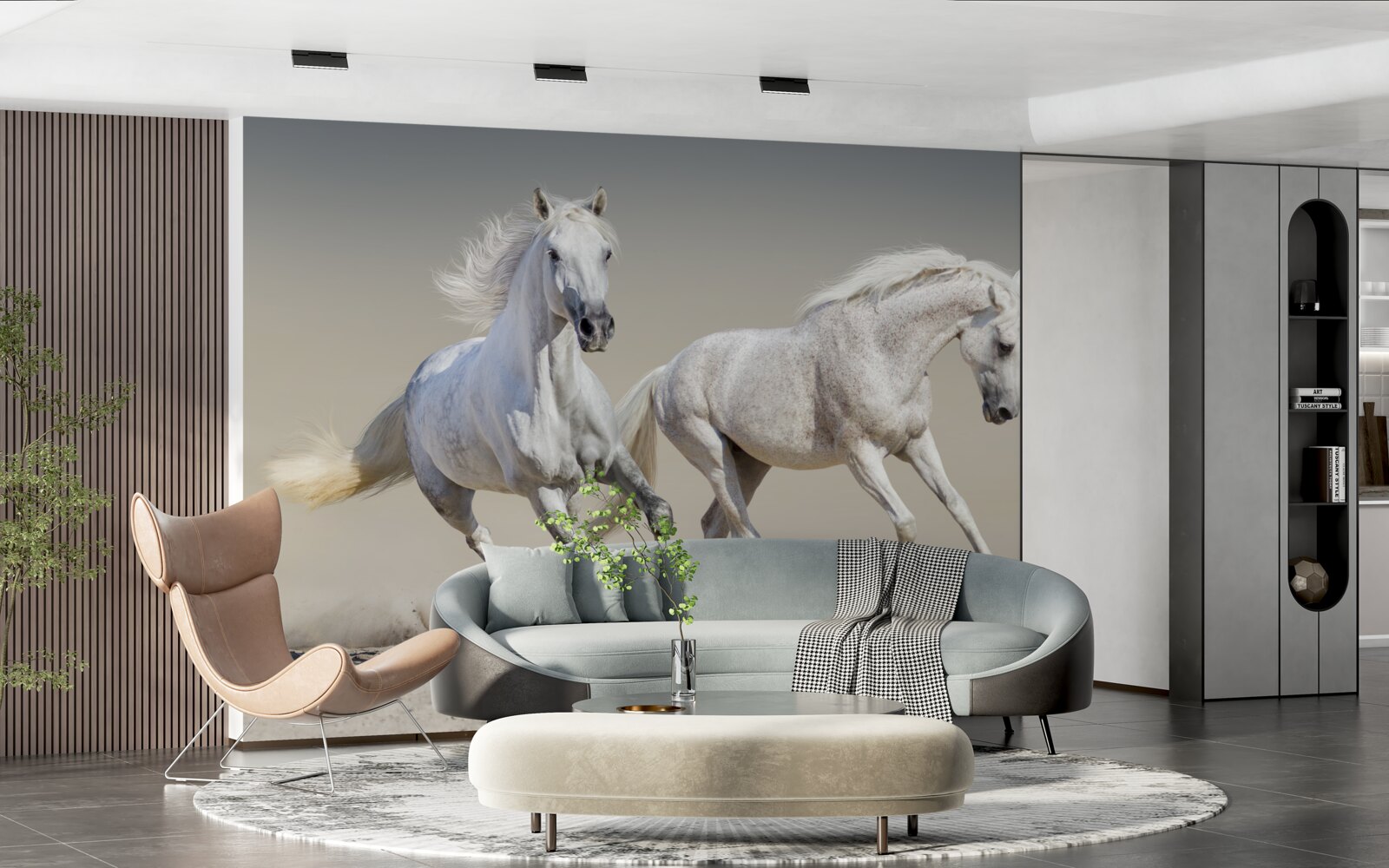 Papier peint deux étalons légers s'affrontent sur une surface sablonneuse