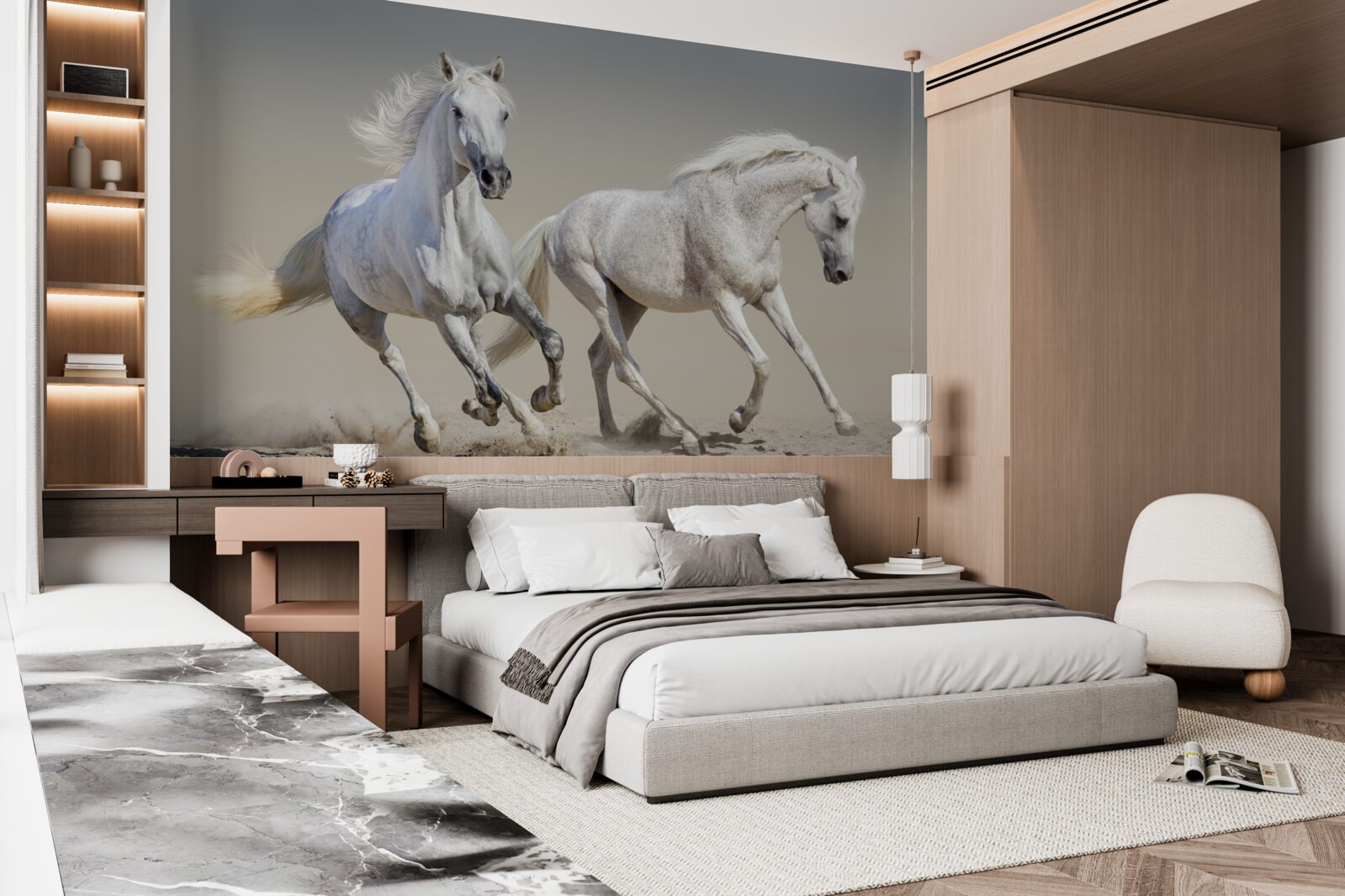 Papier peint deux étalons légers s'affrontent sur une surface sablonneuse