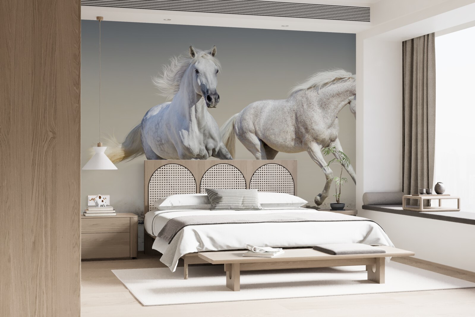 Papier peint deux étalons légers s'affrontent sur une surface sablonneuse