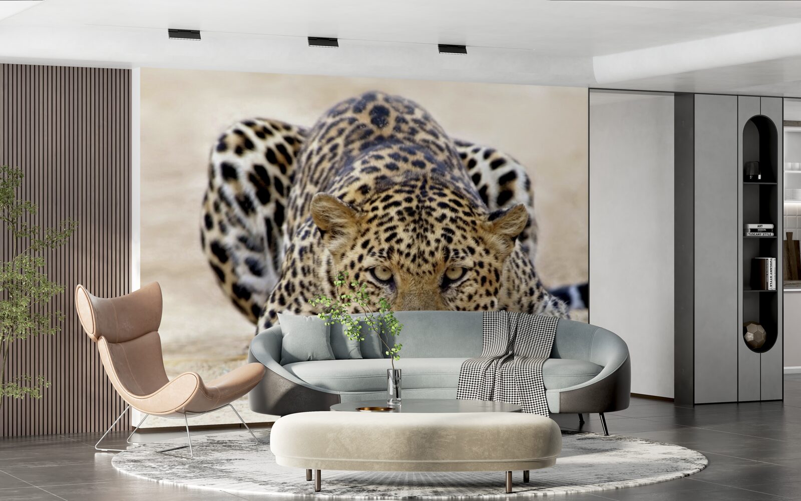 Papier peint léopard d'attente à la peau tachetée