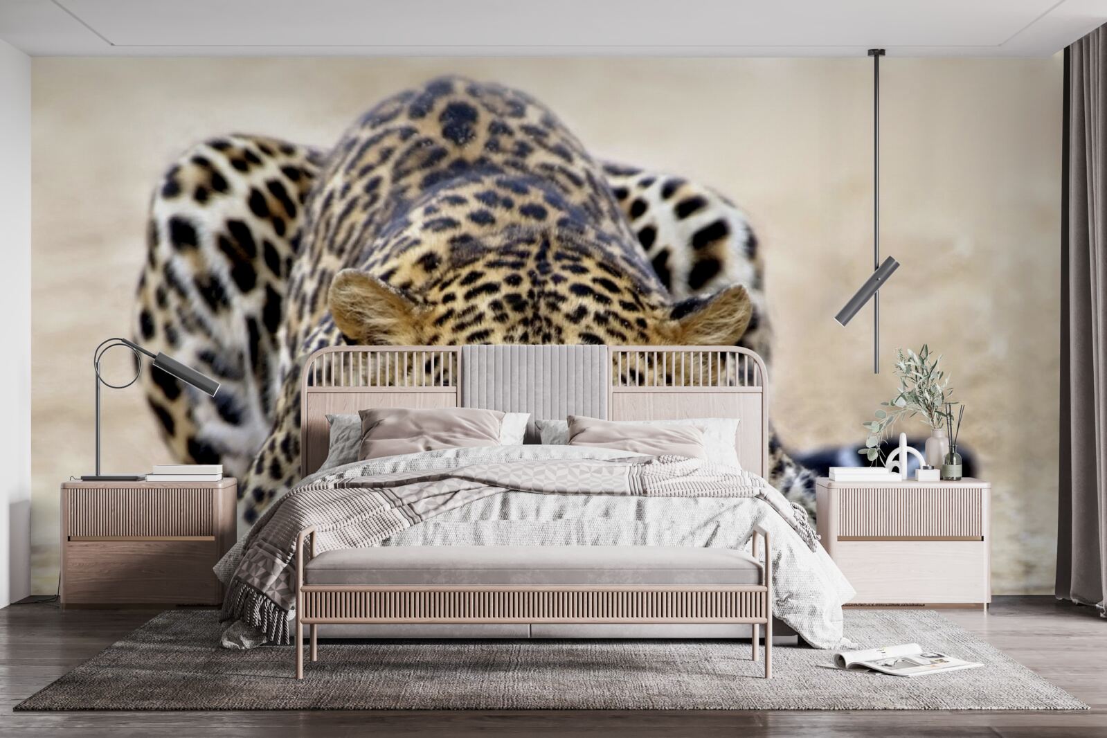 Papier peint léopard d'attente à la peau tachetée