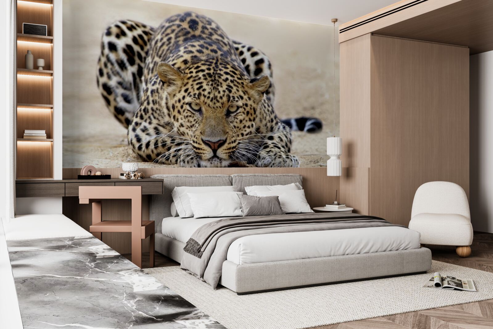 Papier peint léopard d'attente à la peau tachetée