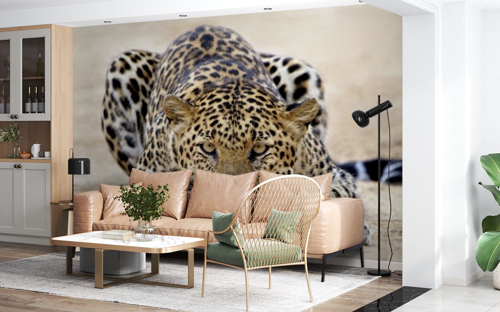 Papier peint léopard d'attente à la peau tachetée