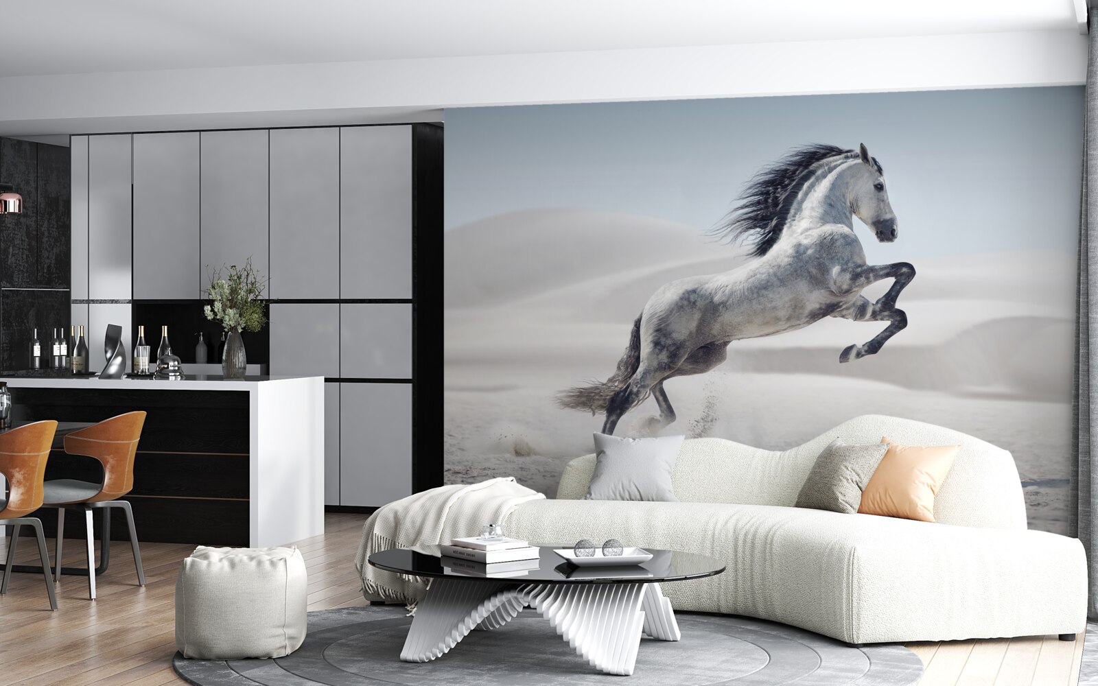 Papier peint un cheval vigoureux galopant dans le désert