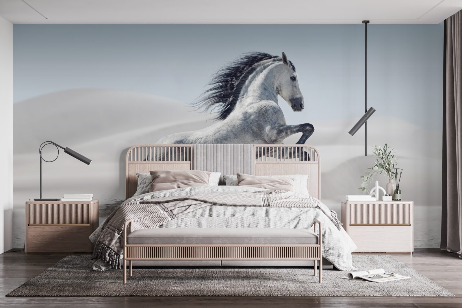 Papier peint un cheval vigoureux galopant dans le désert