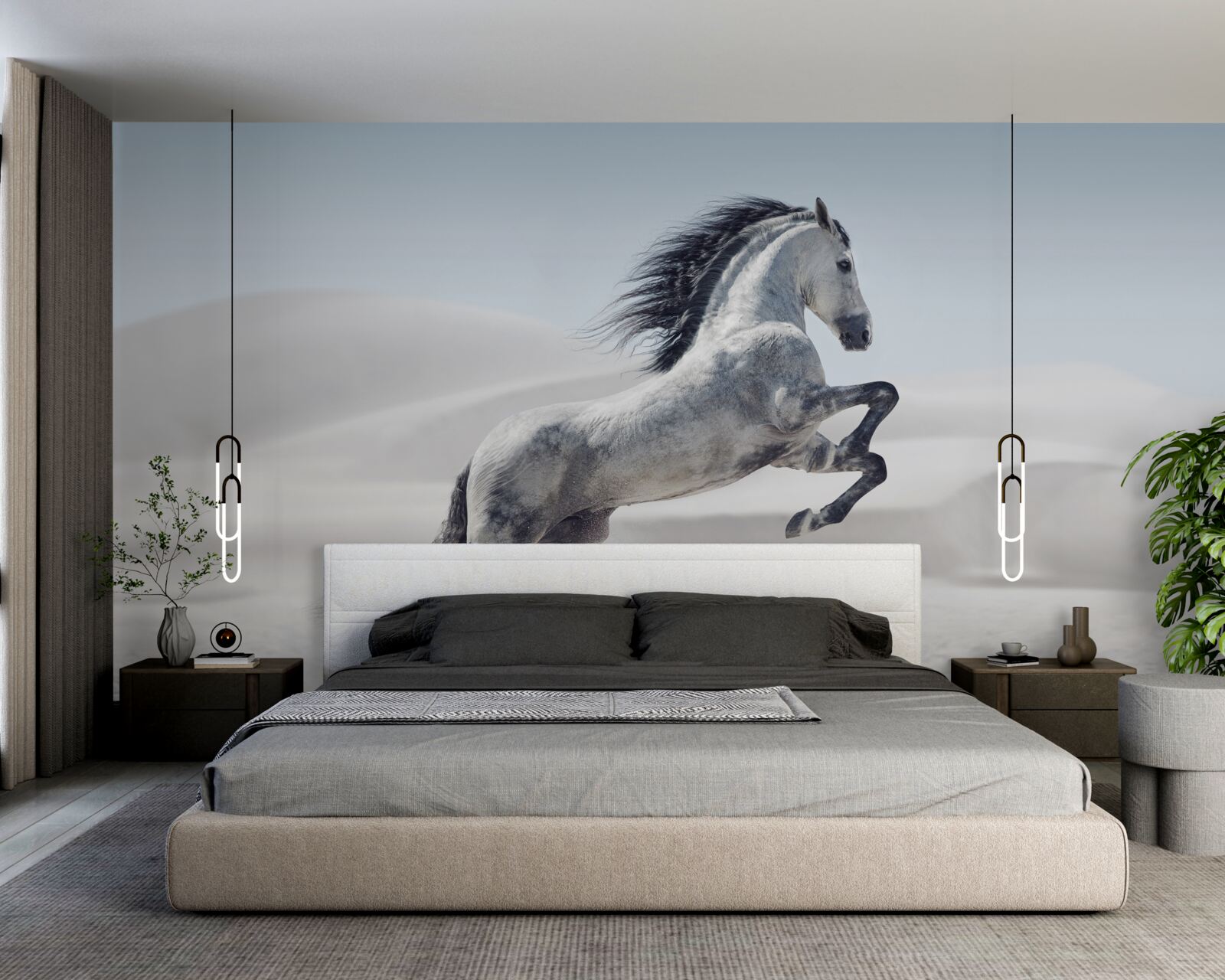 Papier peint un cheval vigoureux galopant dans le désert