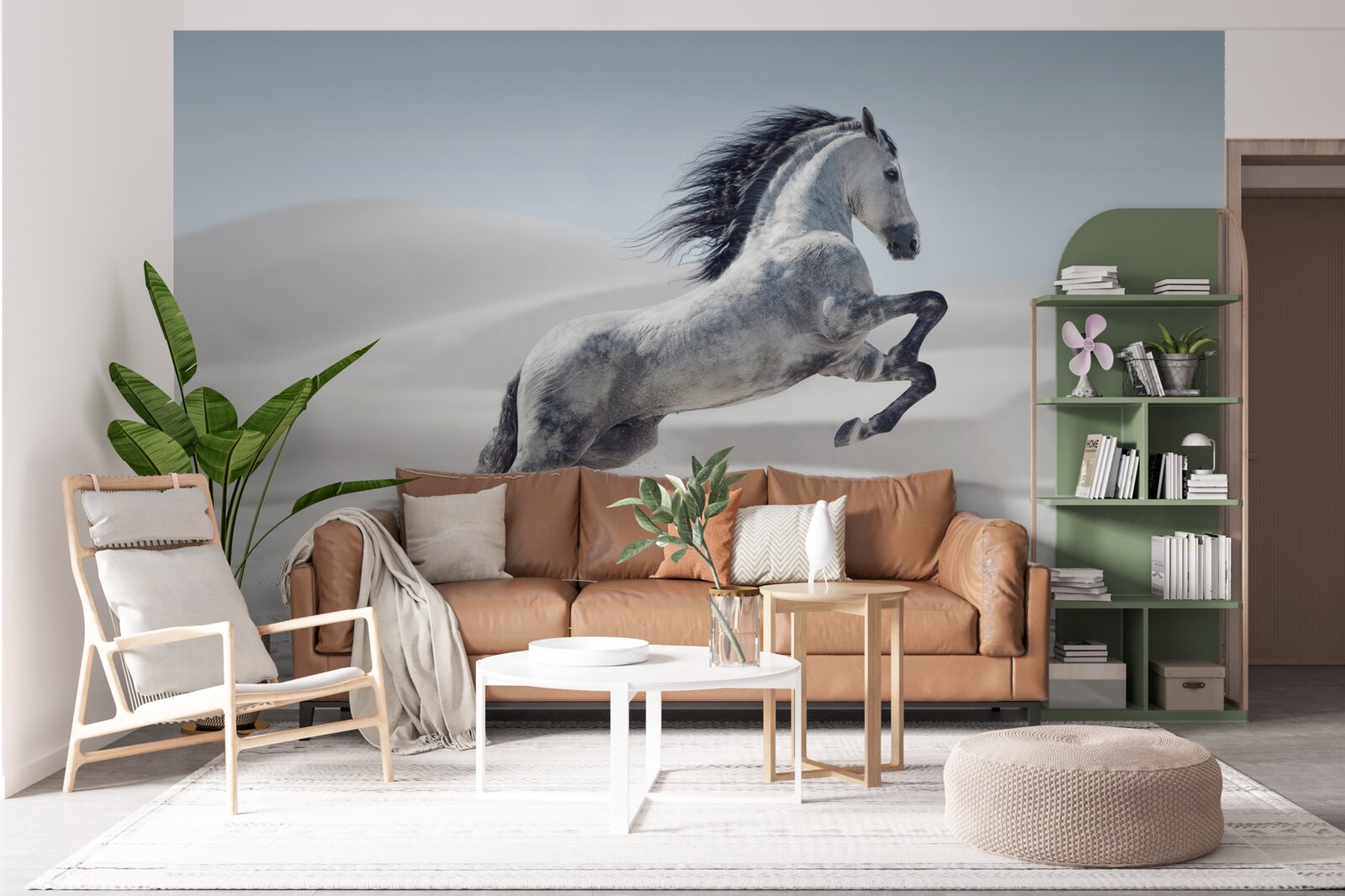 Papier peint un cheval vigoureux galopant dans le désert