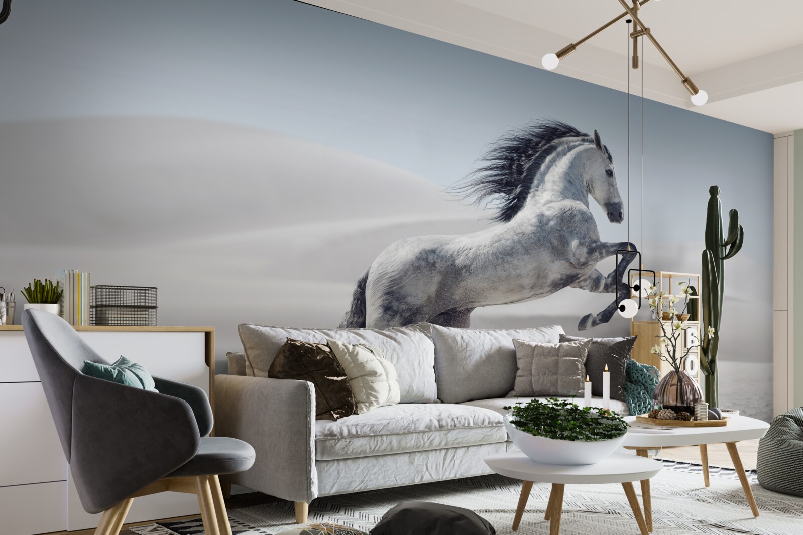 Papier peint un cheval vigoureux galopant dans le désert