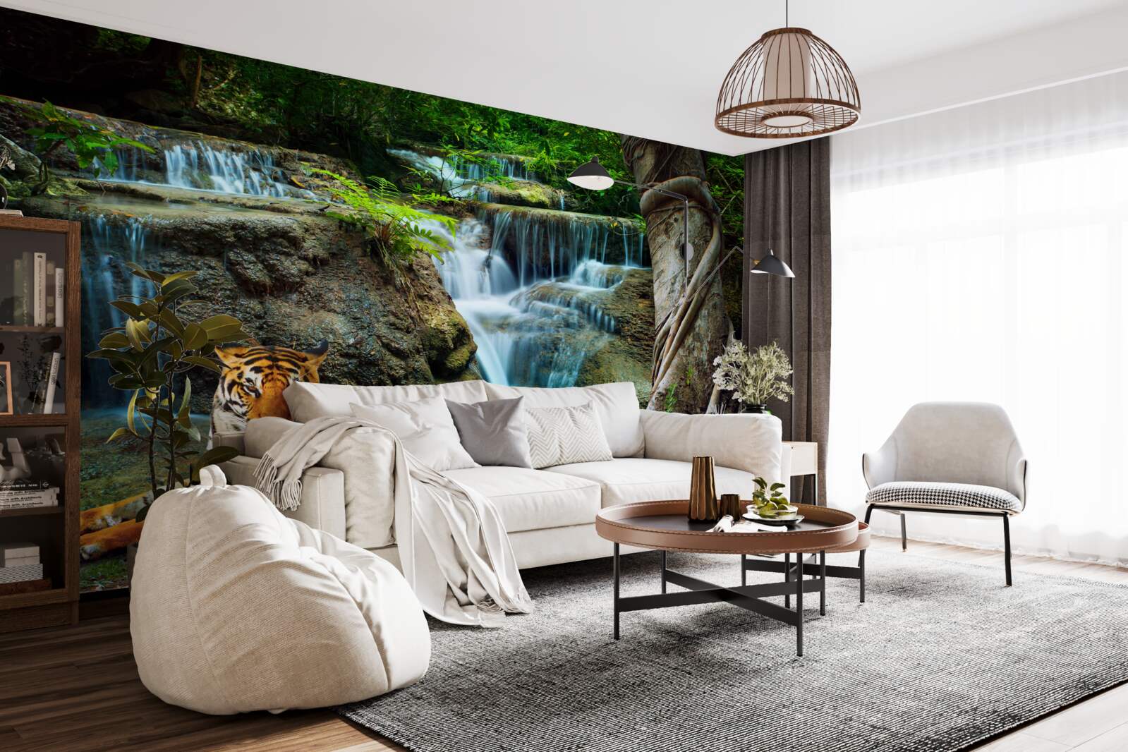 Papier peint nous avons passé du temps près d'une cascade en forêt